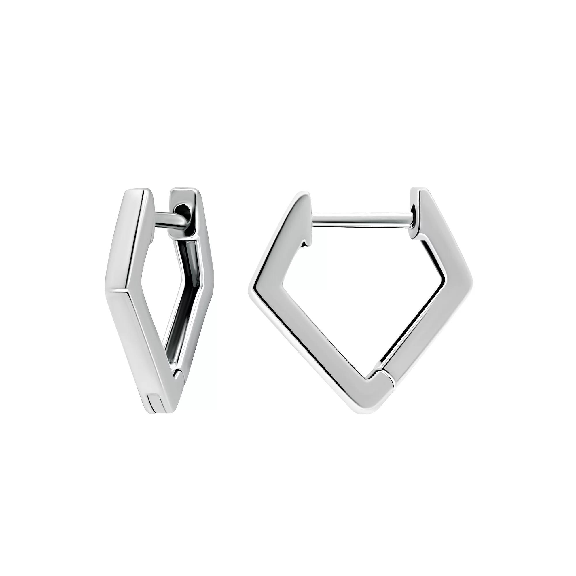 Aleure Precioso Sterling Silver Geometric Huggie Hoop Earrings, Women's, Silver Tone Product Image