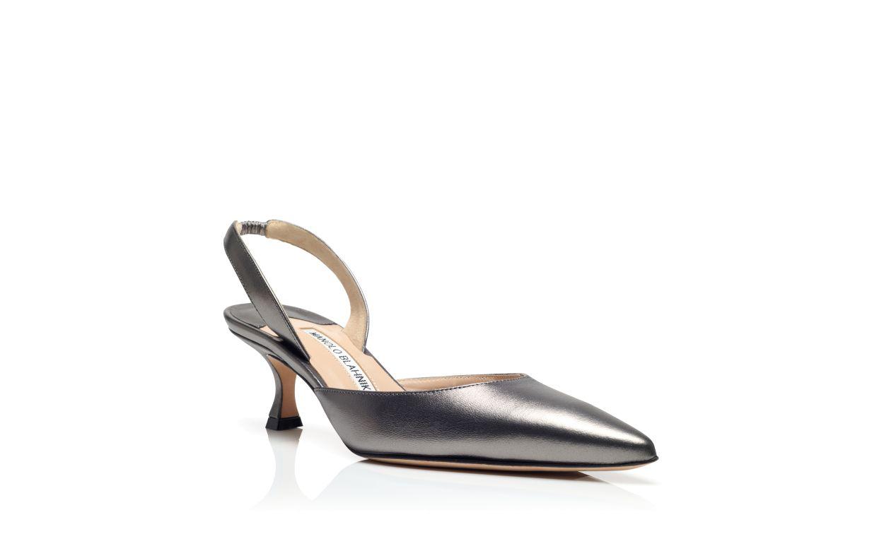 CAROLYNE 50 Silver Nappa Leather Slingback Pumps Product Image