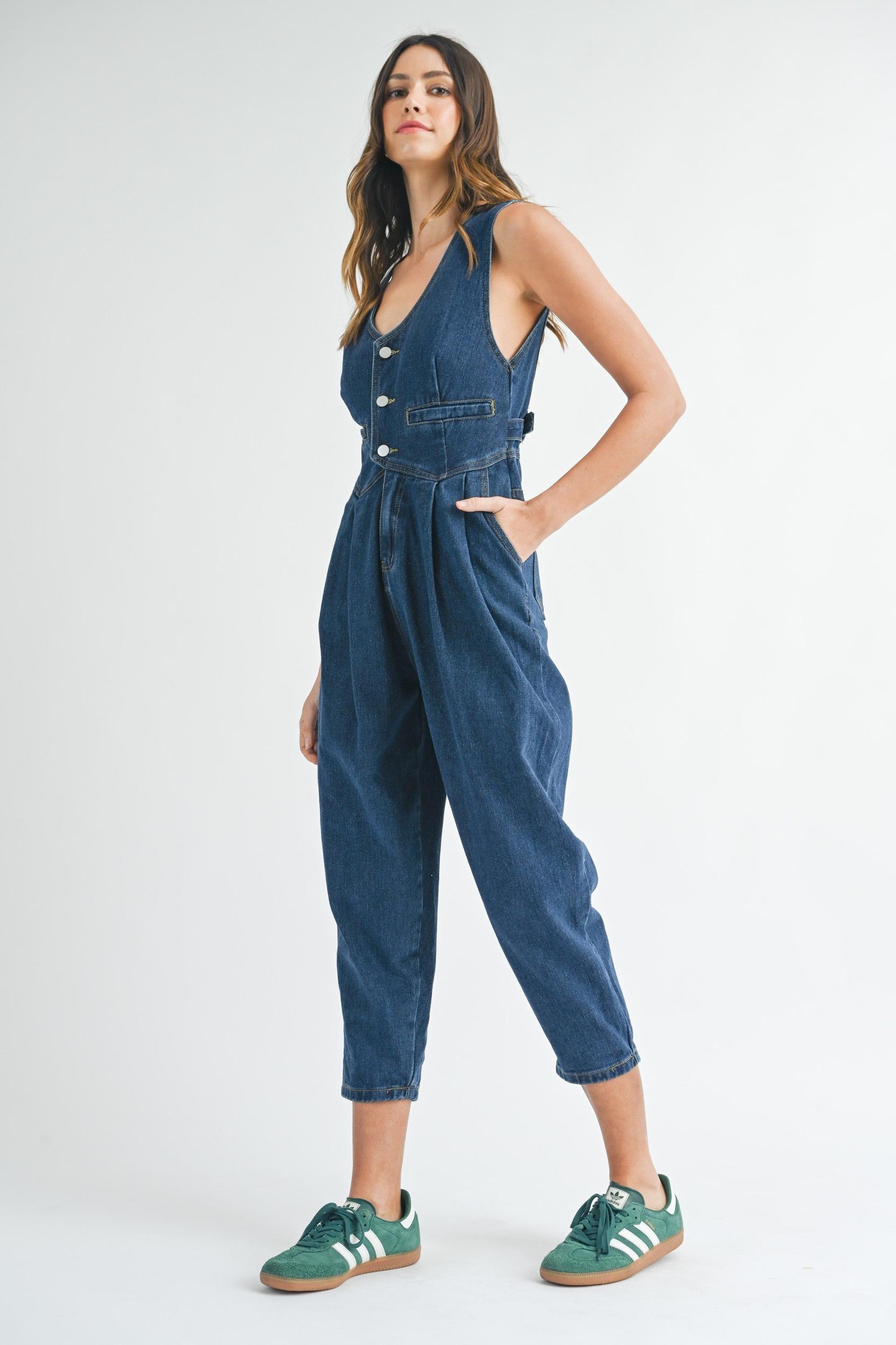 Denim Vest Jumpsuit Product Image