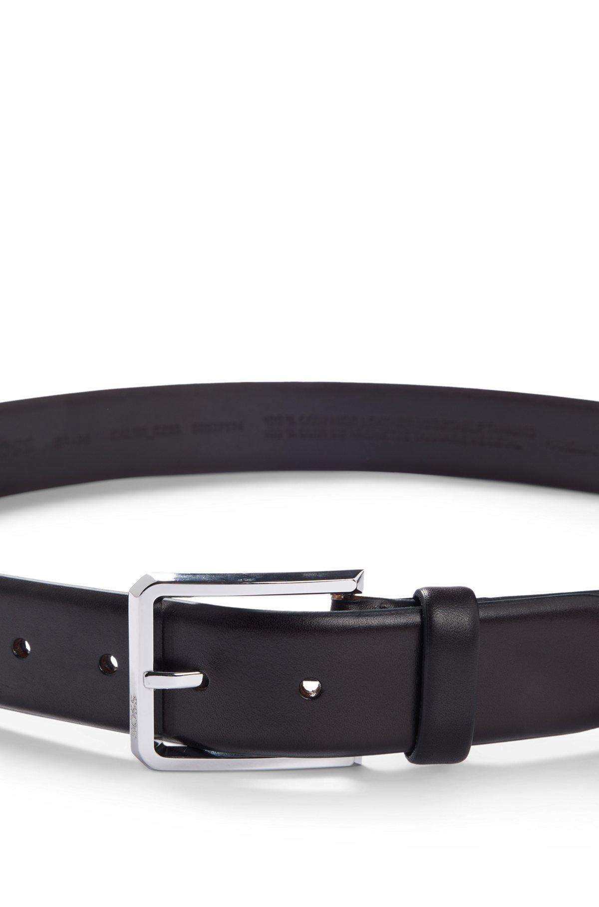 Italian-leather belt with polished gunmetal buckle Product Image