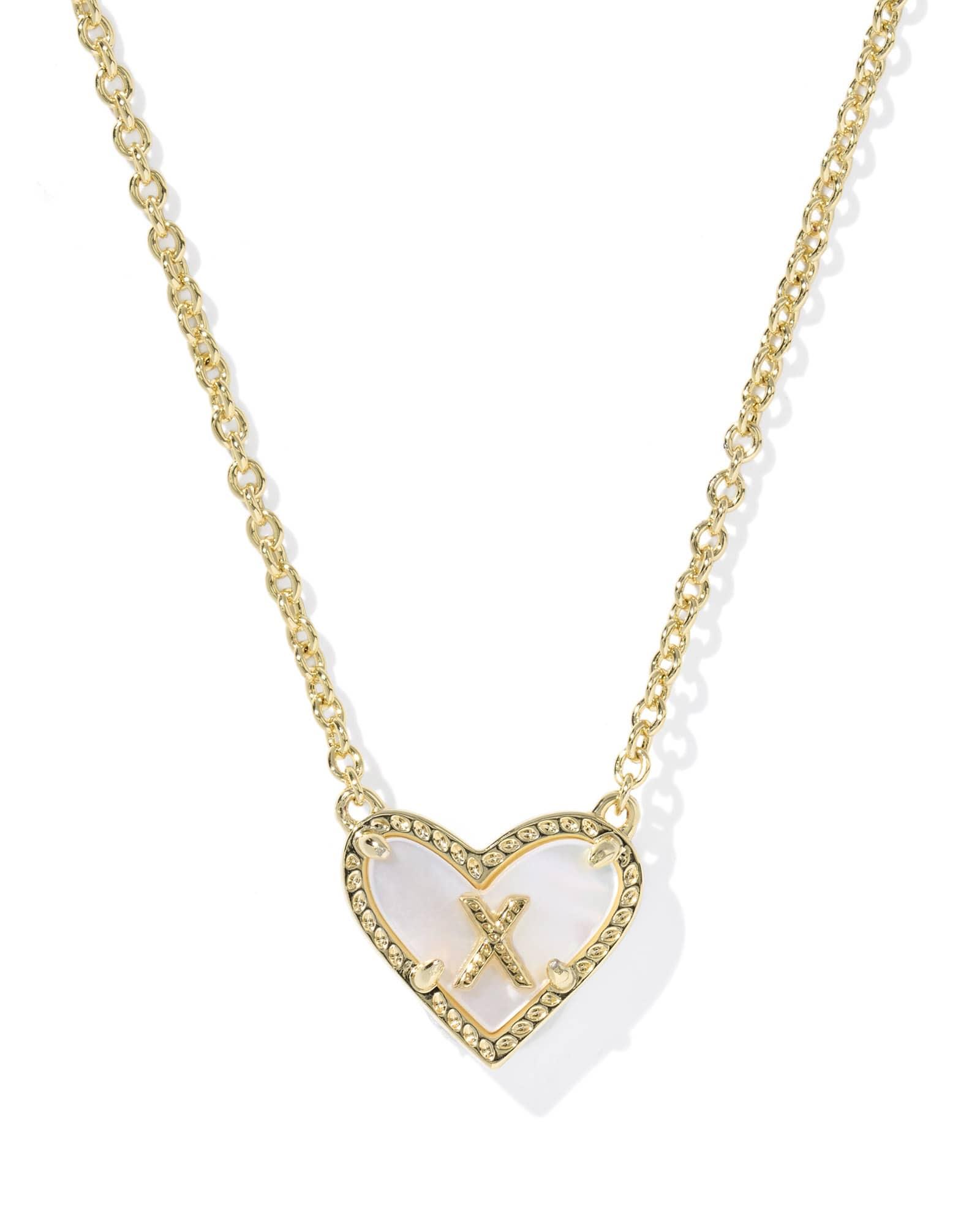 Ari Heart Letter X Gold Short Pendant Necklace Product Image
