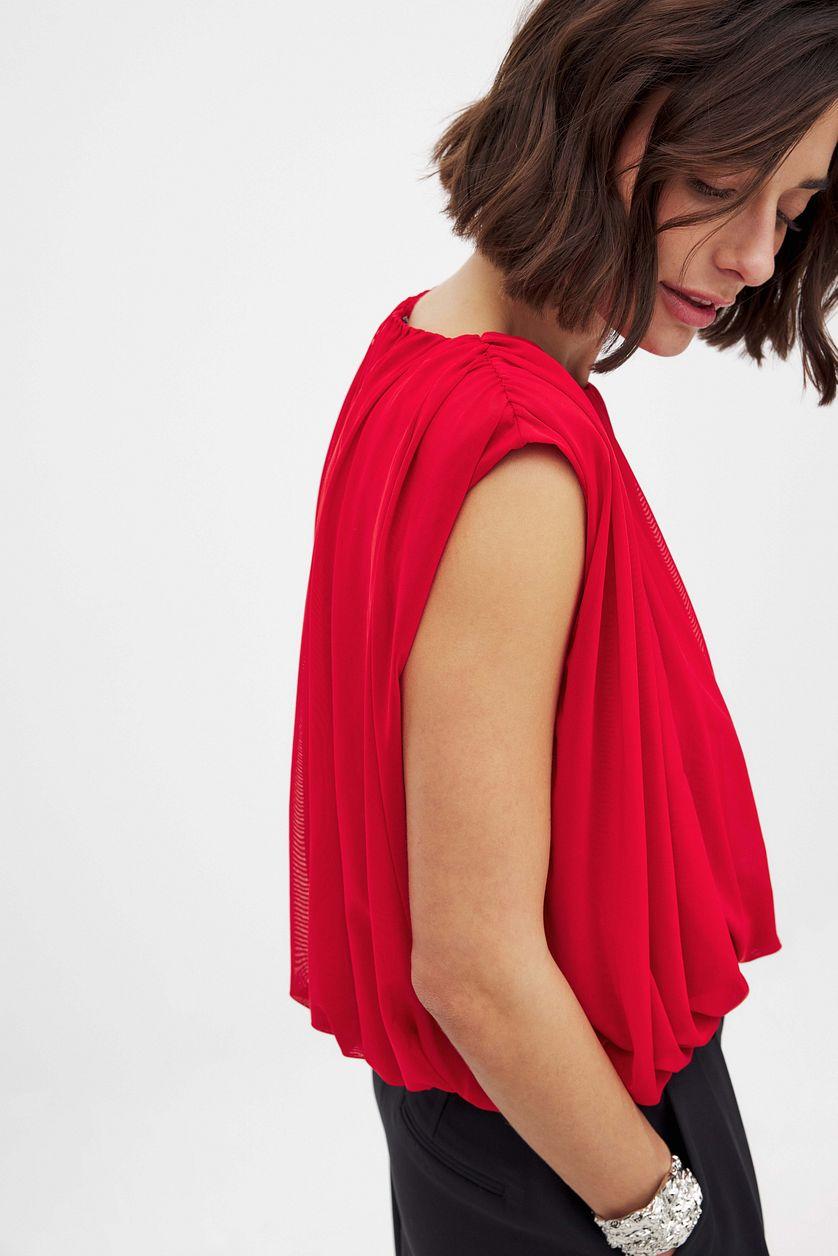 Sharp Shoulder Mesh Top Product Image