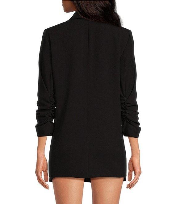 Gianni Bini Jemma Ruched 3/4 Sleeve Shawl Collar Twill Boyfriend Blazer Product Image