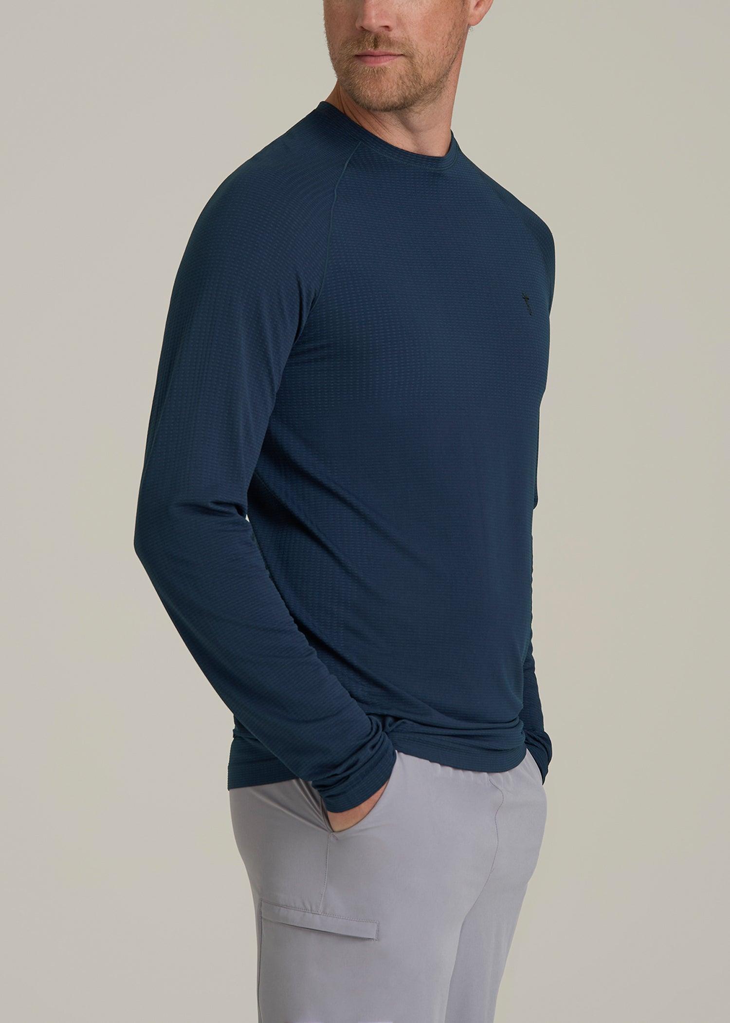 Long Sleeve Vented Performance Top for Tall Men in Navy Blue Male Product Image