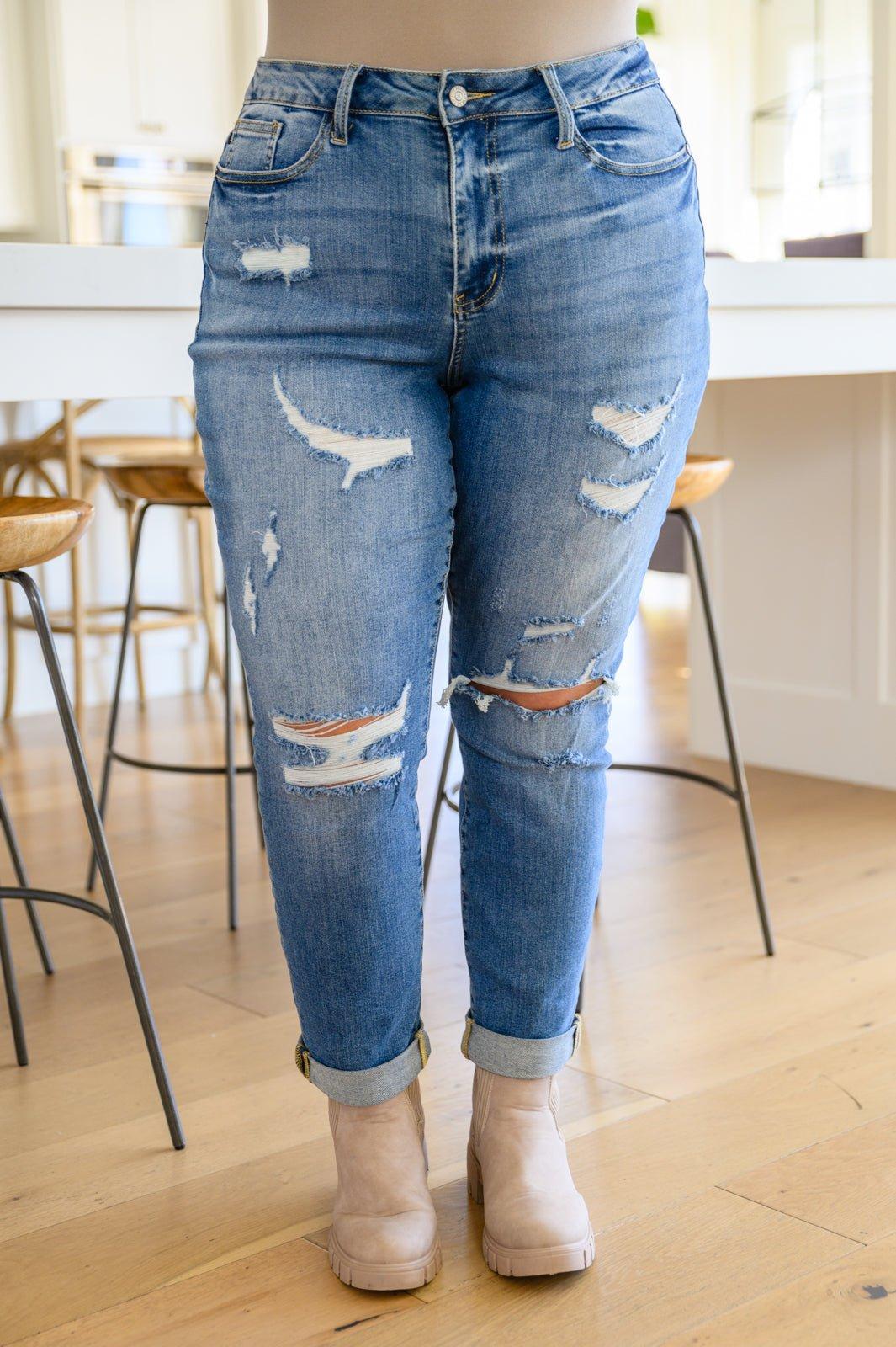 Ashley Hi-Waist Destroyed Boyfriend Jeans (Online Exclusive) Product Image