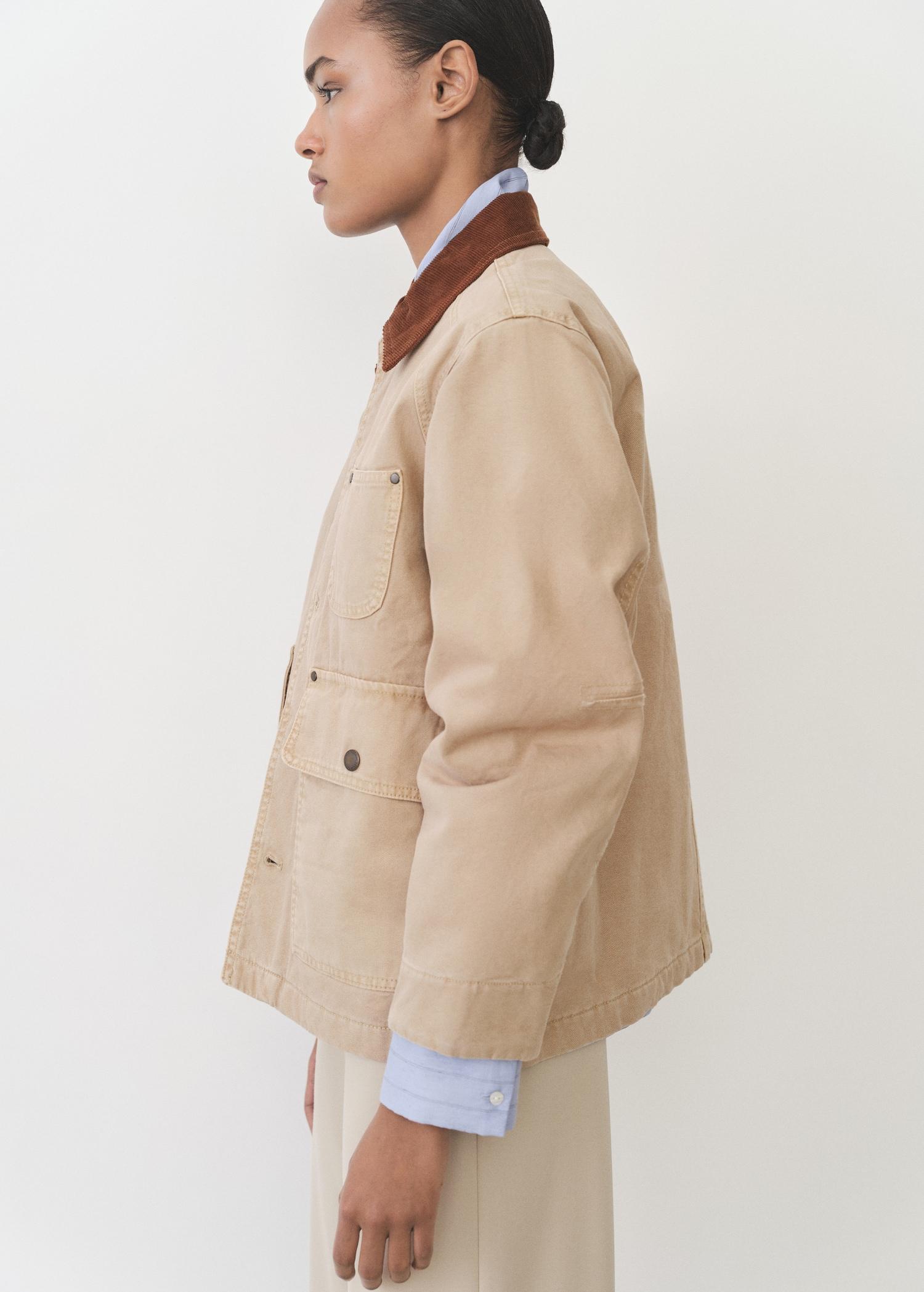 Denim parka with contrasting collar - Women | MANGO USA Product Image