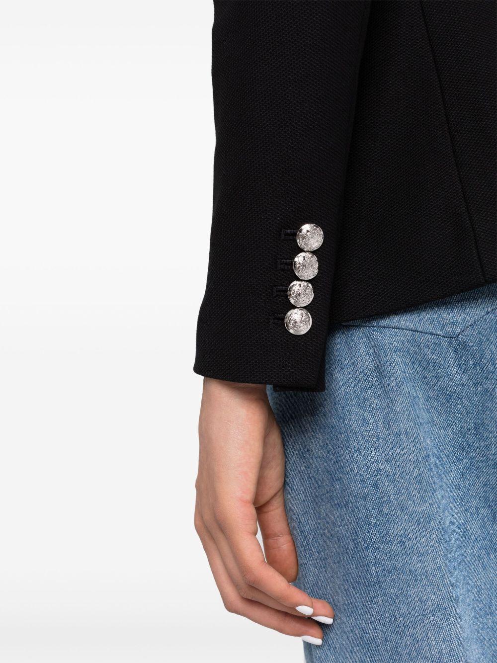 embroidered-logo single-breasted blazer Product Image