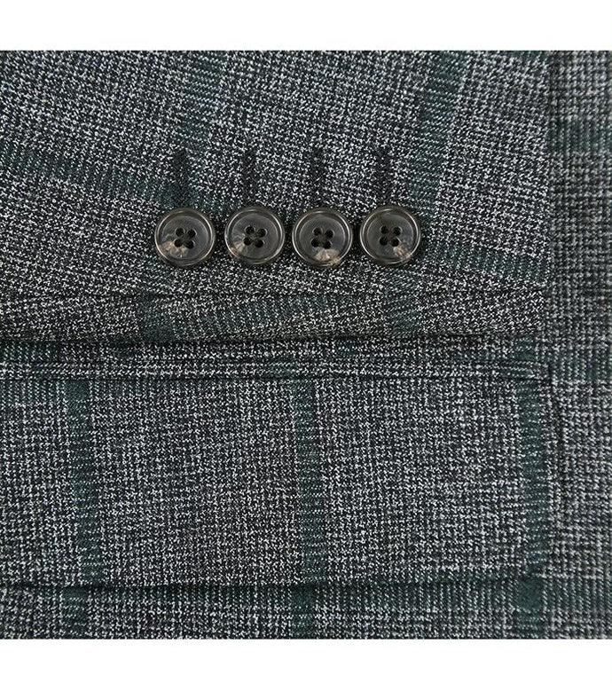 Wool Blend Plaid Pattern Regular Fit 2 Button Blazer in Grayish Brown Product Image