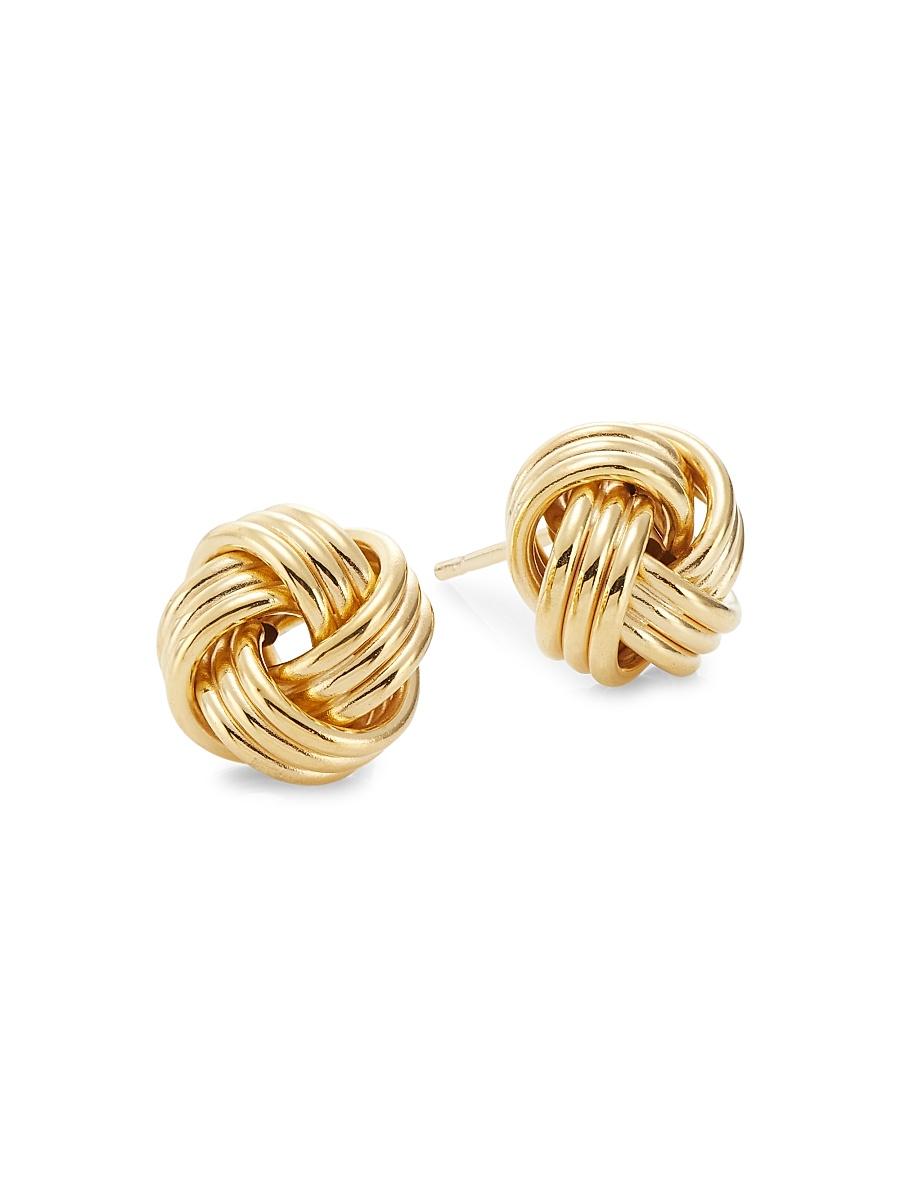Womens Textured 14K Gold Knot Stud Earrings Product Image