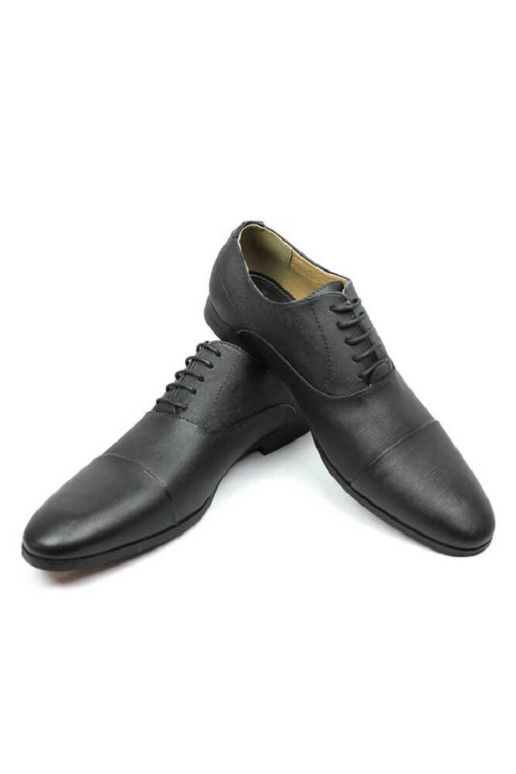 Black Herringbone Cap Toe Dress Shoes Product Image