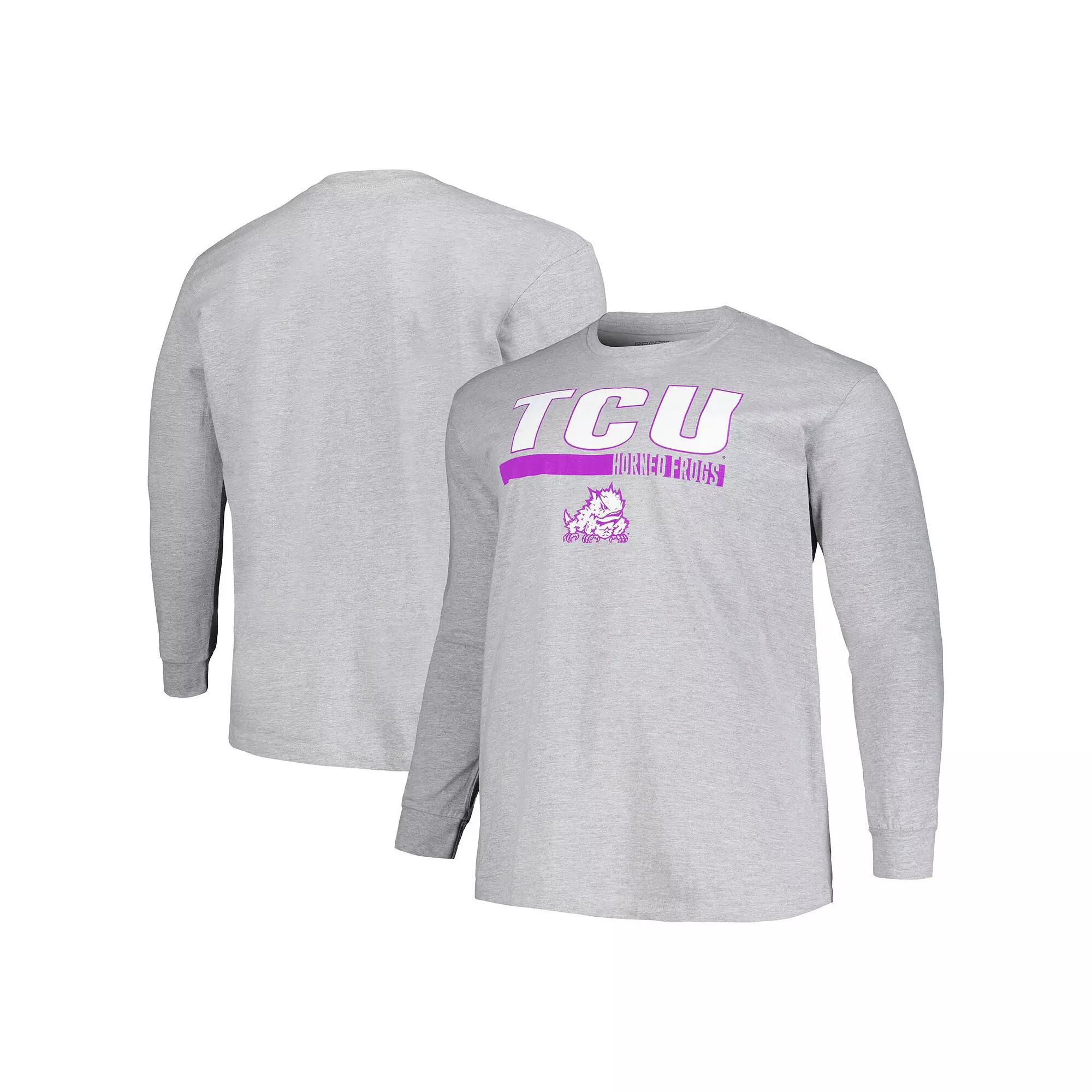 Men's Profile Gray TCU Horned Frogs Big & Tall Two-Hit Long Sleeve T-Shirt,  Product Image