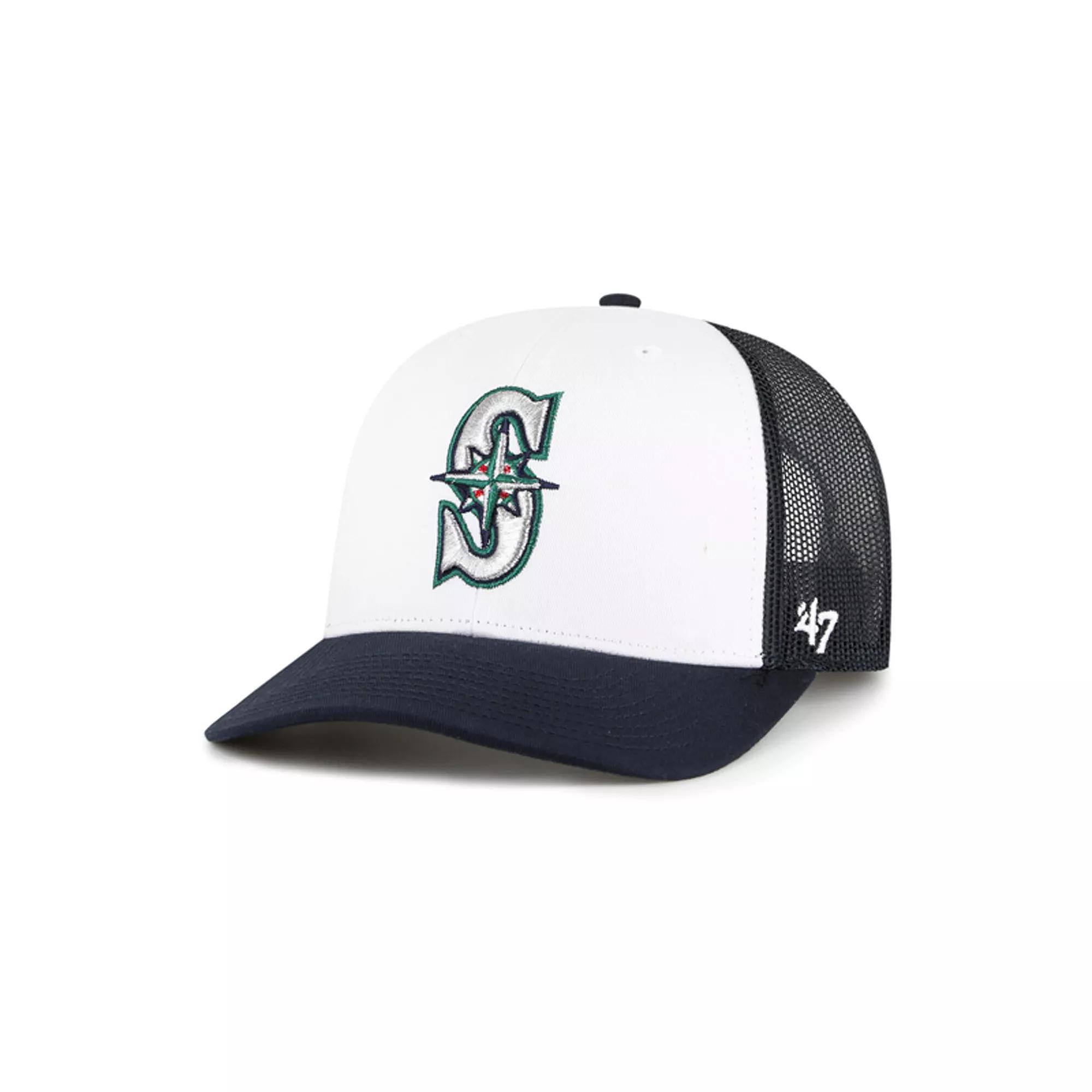 Men's '47 White/Navy Seattle Mariners Freshman Trucker Adjustable Hat Product Image