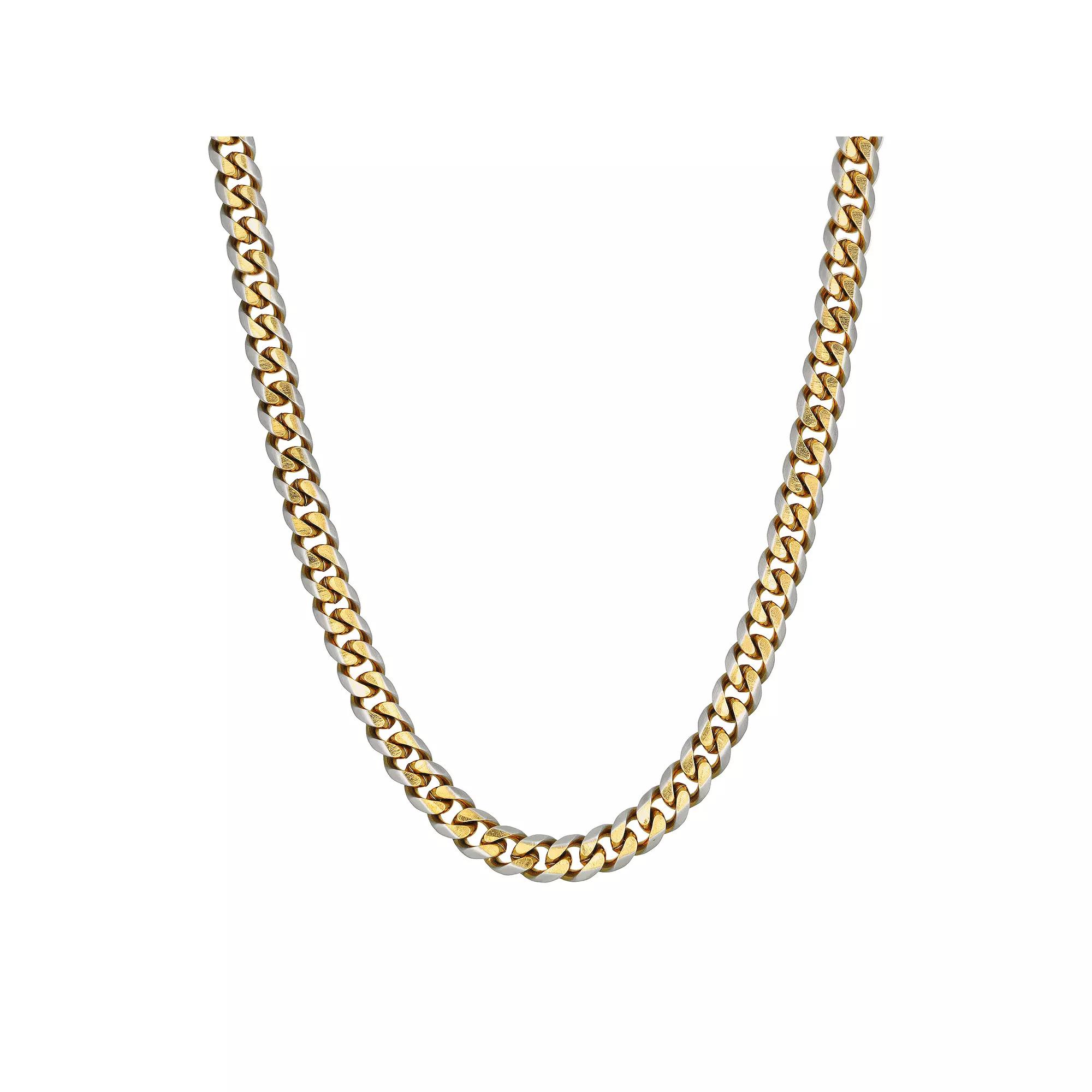 Mens LYNX Stainless Steel Curb Chain Necklace Gold Tone Product Image