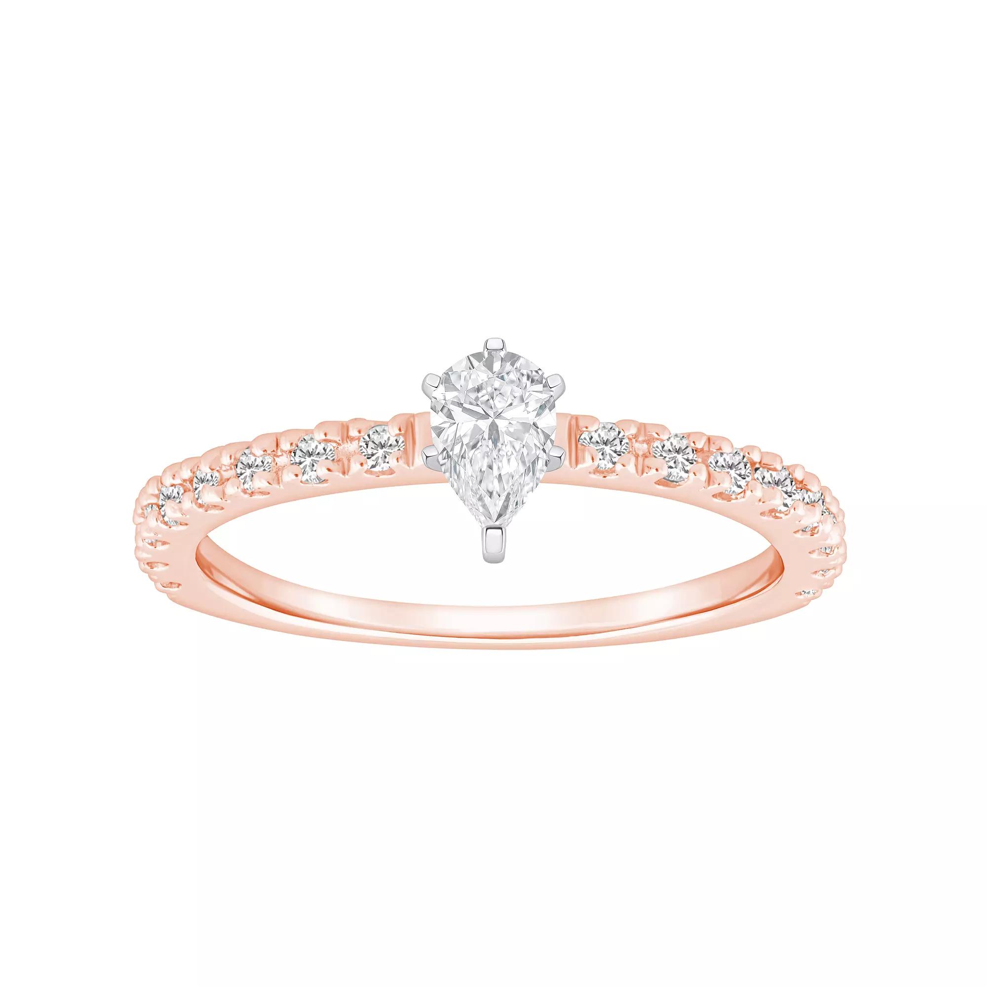 Alyson Layne 14k Gold 1/2 Carat T.W. Diamond Pear Shape Embellished Band Engagement Ring, Women's, Size: 5, 14k White Gold Product Image