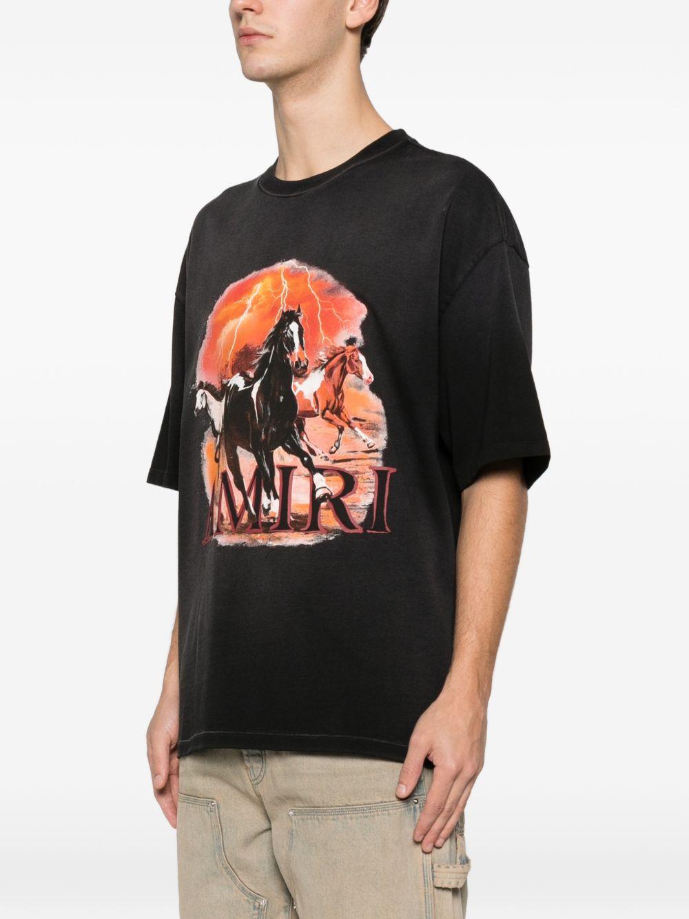 AMIRI Graphic Print Oversized Crewneck T-shirt Shirt In Black Product Image