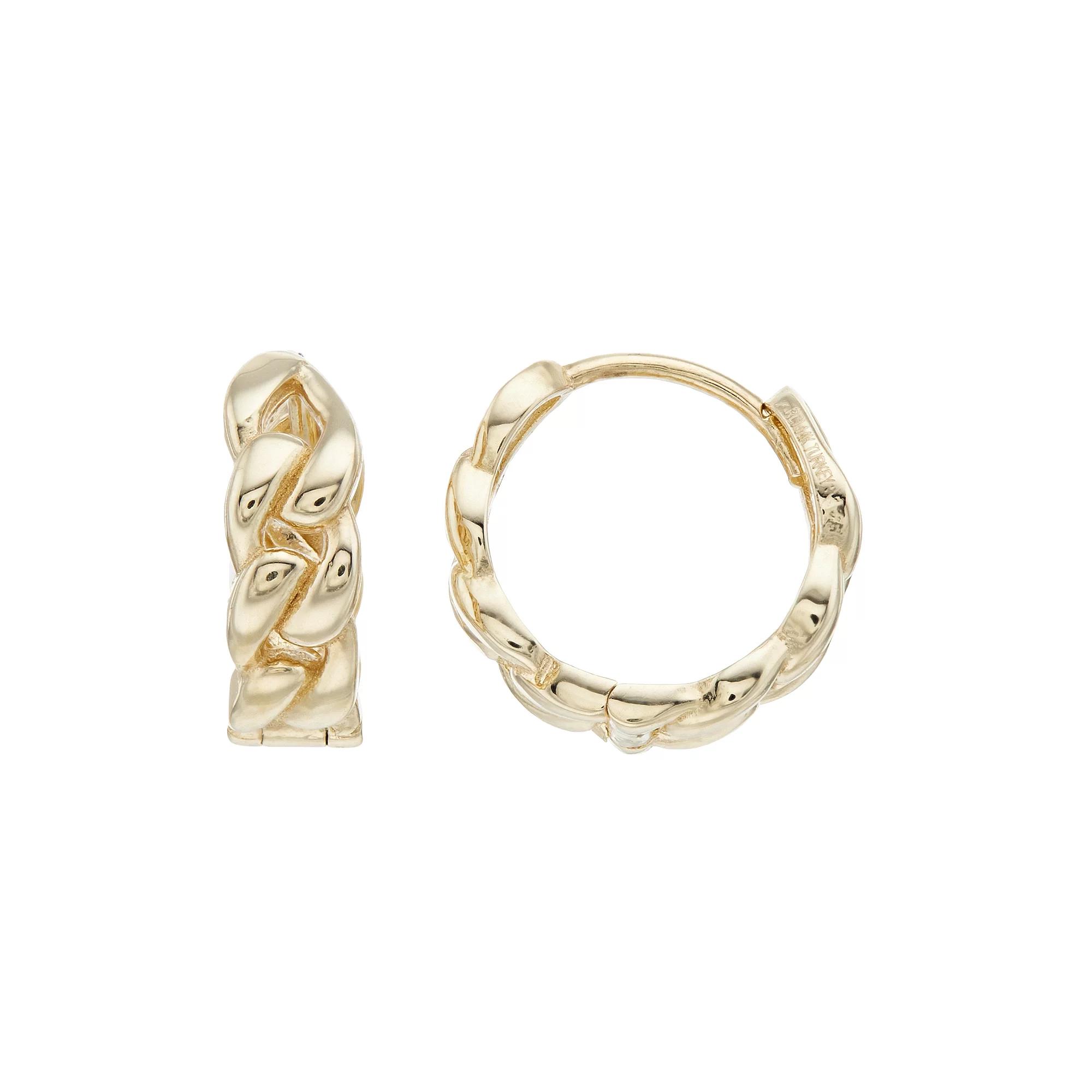 14k Gold Braided Huggie Hoop Earrings, Women's Product Image