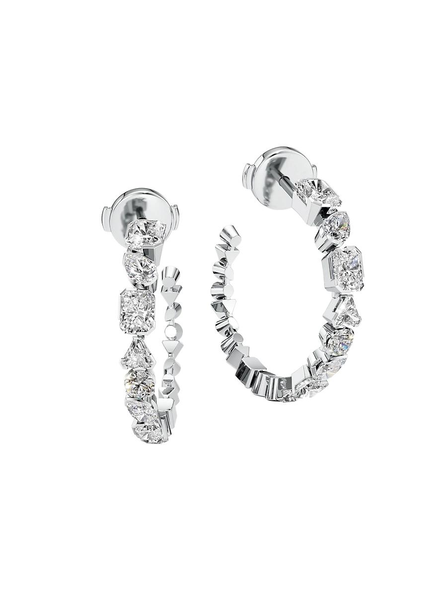 Womens Meta 18K White Gold & 2.43 TCW Lab-Grown Diamond Mini Hoop Earrings Product Image