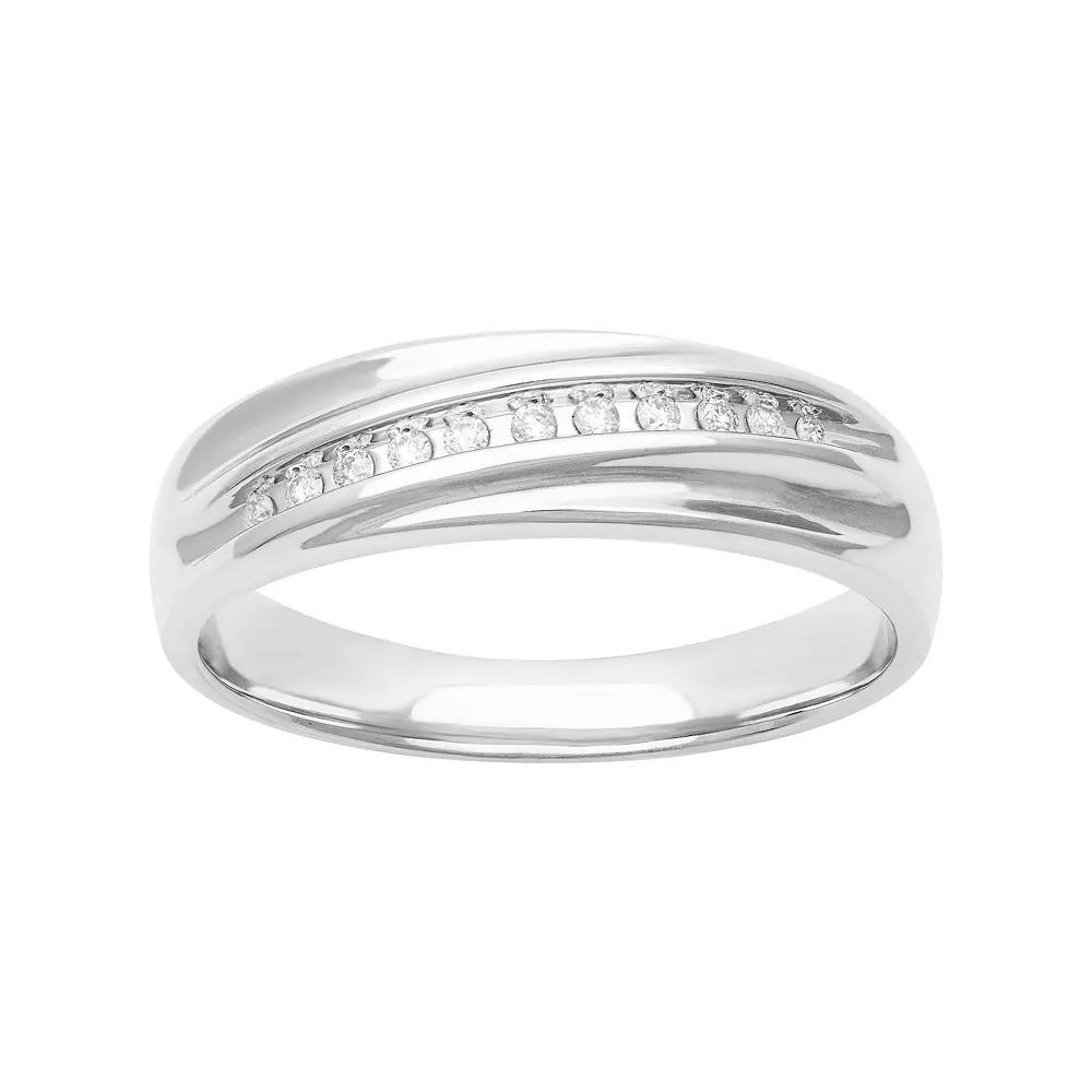 Men's Sterling Silver 1/10 Carat T.W. Diamond Band Ring Product Image