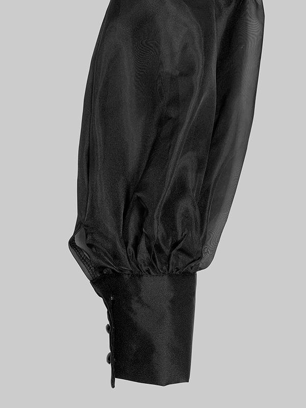 Long Sleeves Loose Hollow Solid Color Split-Joint Round-Neck Mini Dresses Product Image