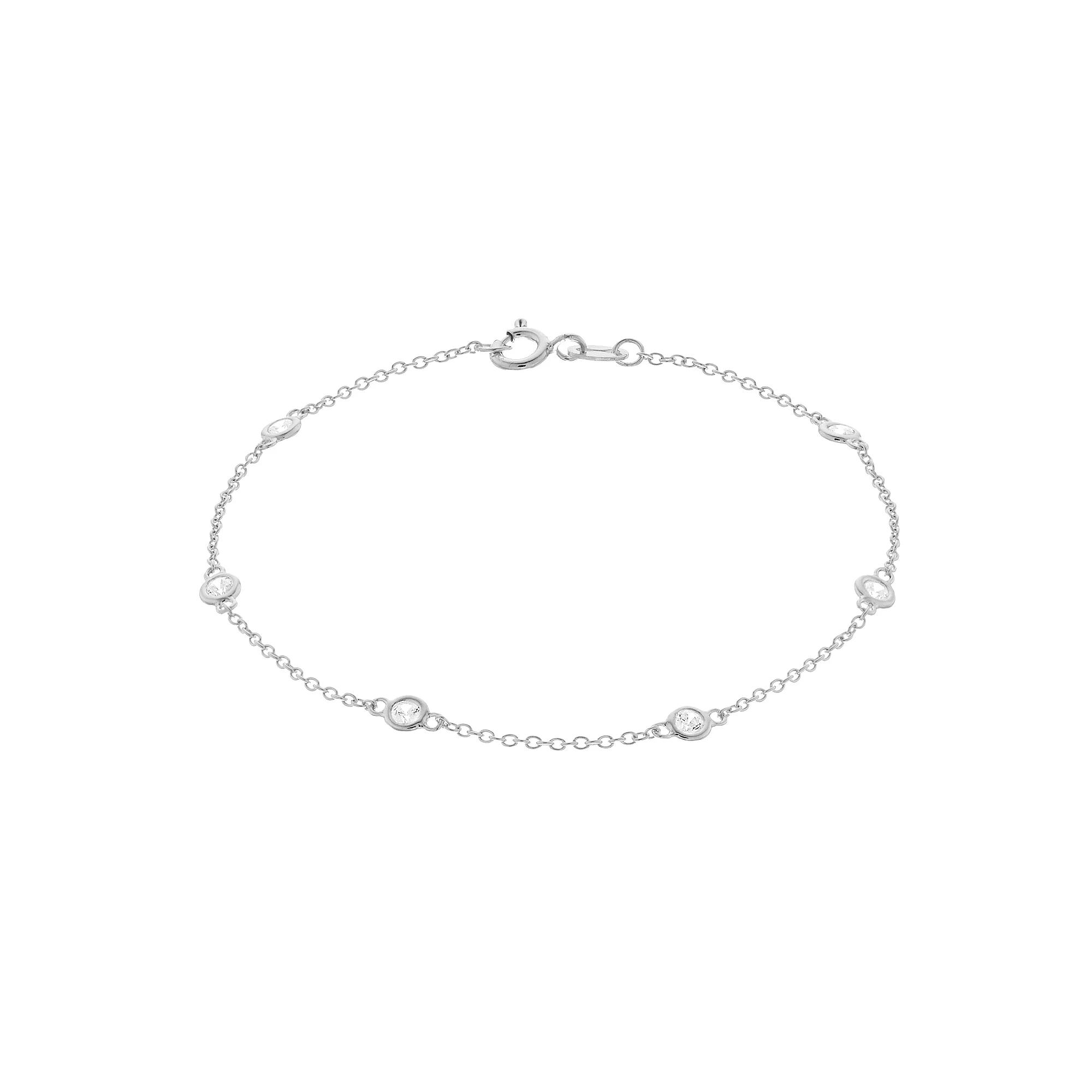 Rosabella Sterling Silver Cubic Zirconia Station Bracelet, Women's, Size: 7" Product Image