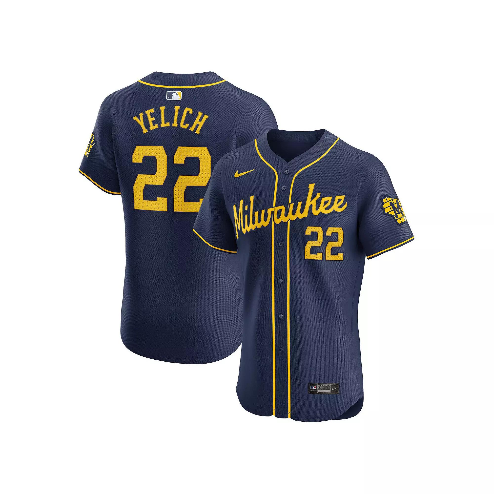 Men's Nike Christian Yelich Navy Milwaukee Brewers Alternate Home Elite Player Jersey,  Product Image
