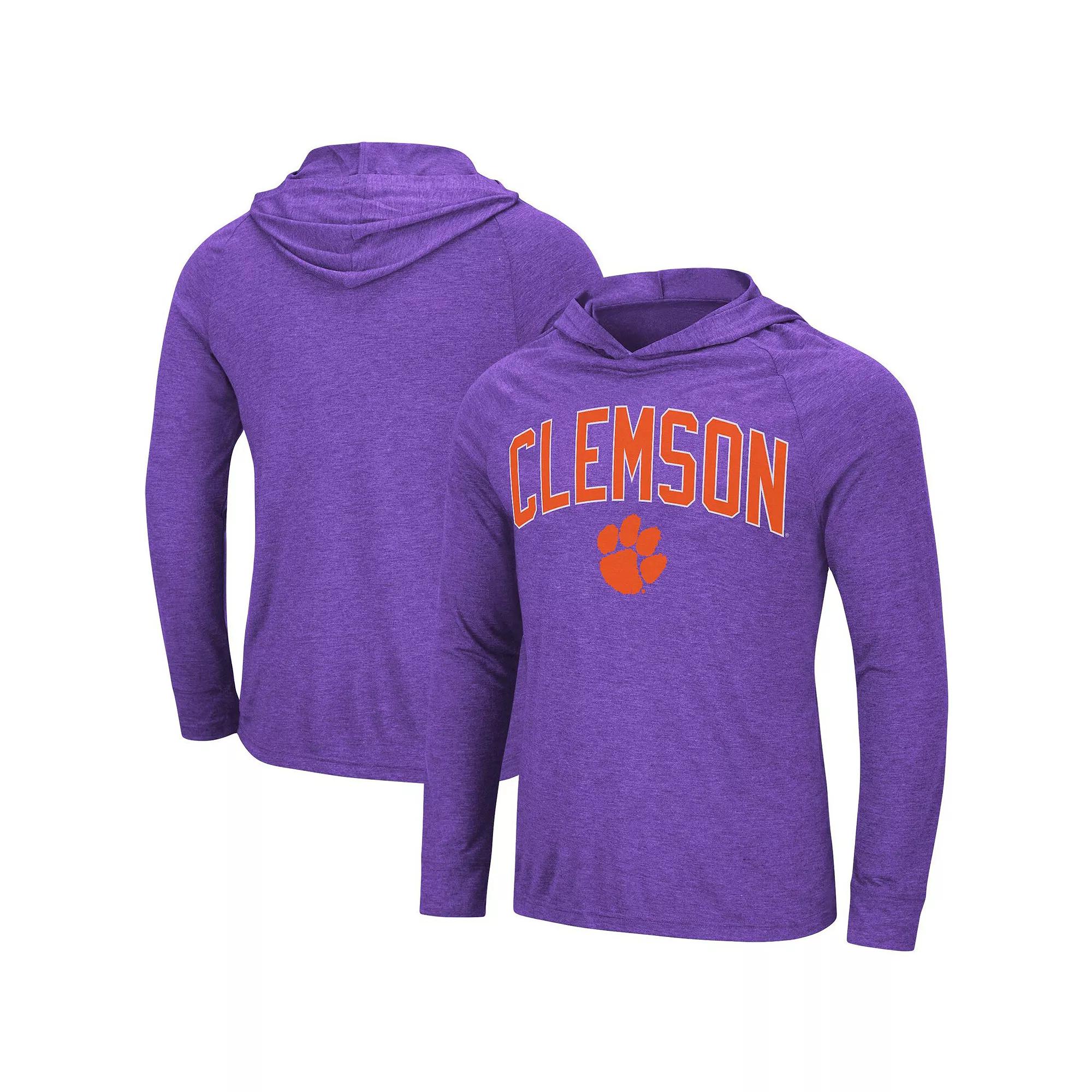 Men's Colosseum Heathered Purple Clemson Tigers Big & Tall Wingman Raglan Hoodie T-Shirt, Size: 2XLT Product Image