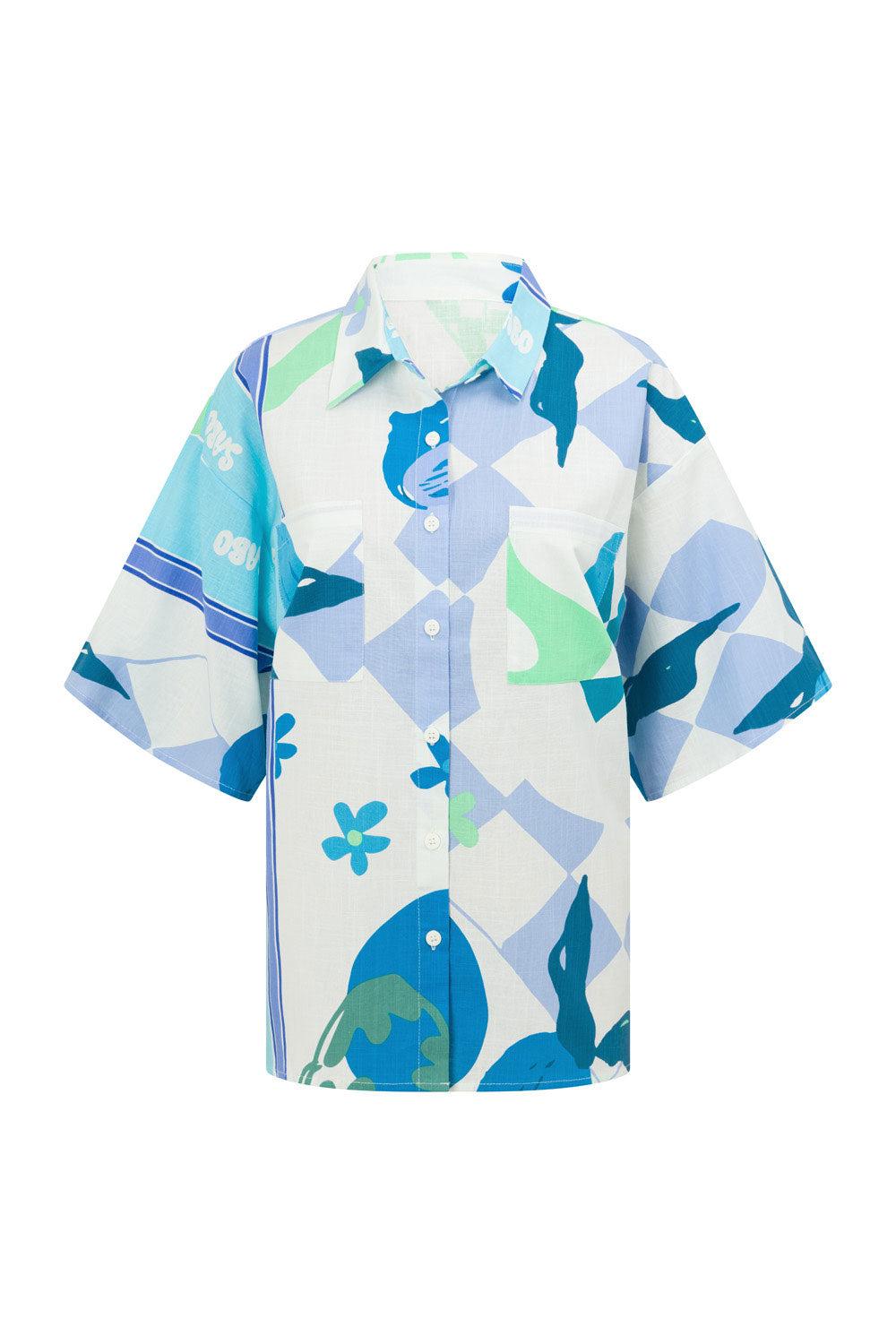 Amira Top - Scarf Azure Product Image