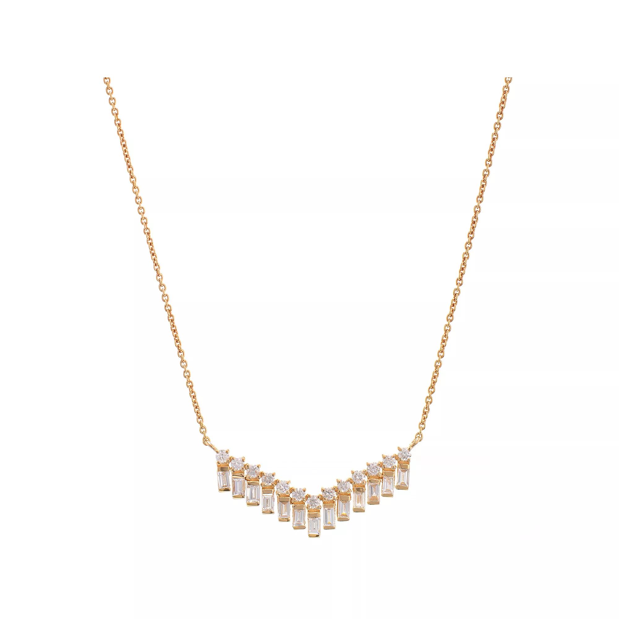 Luxle 14k Gold 1/2 Carat T.W. Diamond Charm Chevron Necklace, Women's Product Image