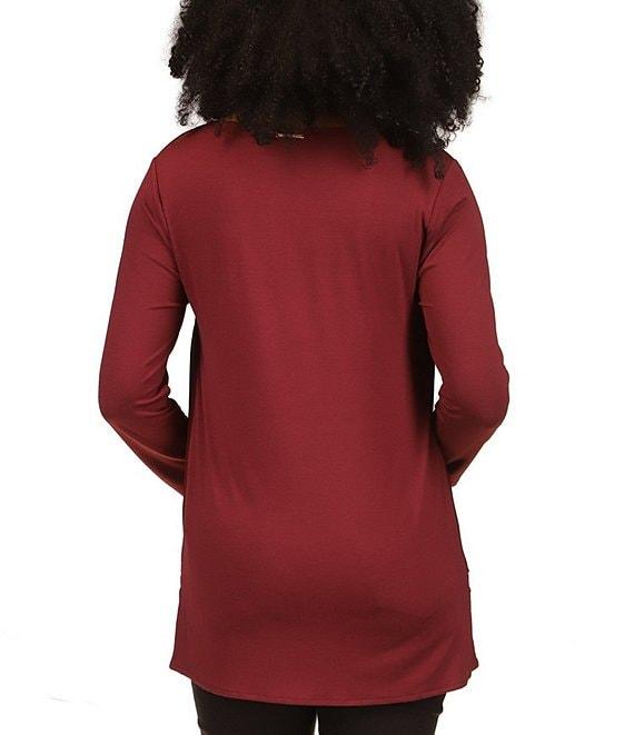 MICHAEL Michael Kors Mixed Woven Knit Layered Hem V-Neck 3/4 Sleeve Shirt Product Image