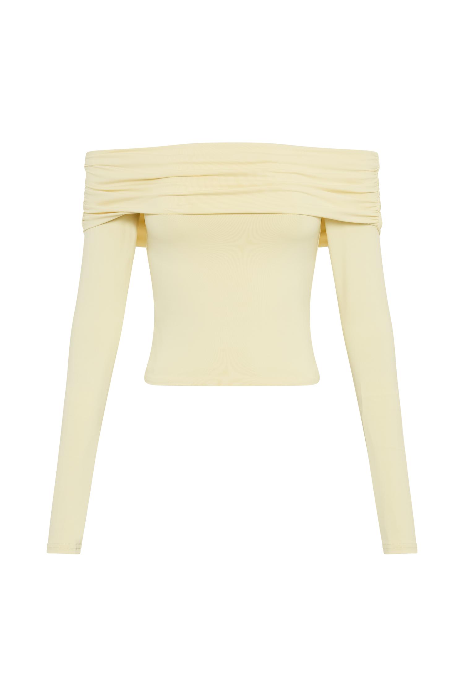 Lucinda Recycled Nylon Off Shoulder Top - Lemon Product Image