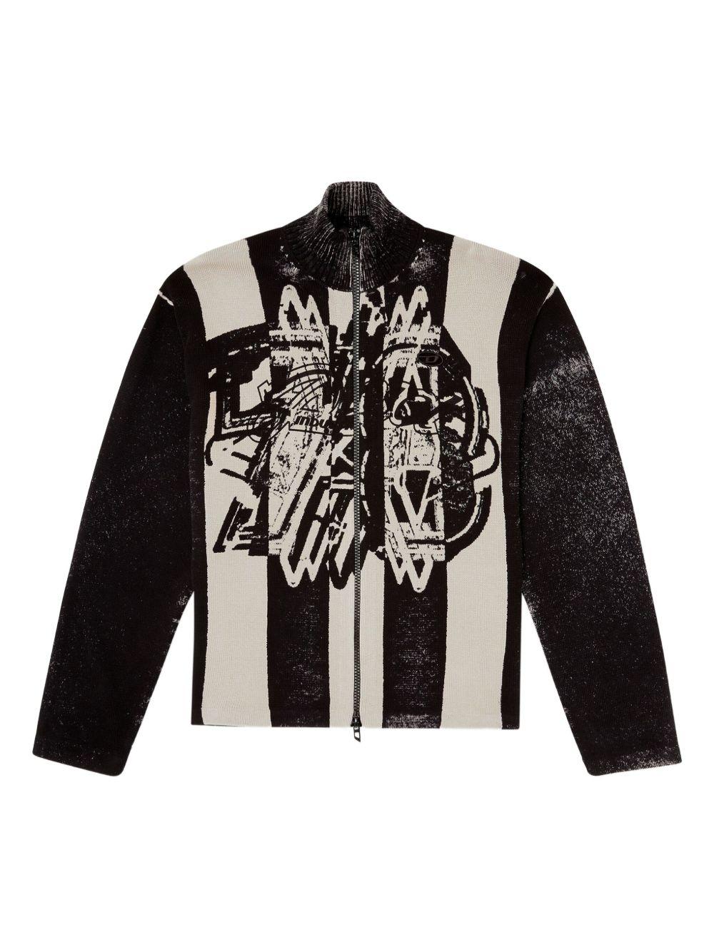 striped zip-up bomber jacket Product Image