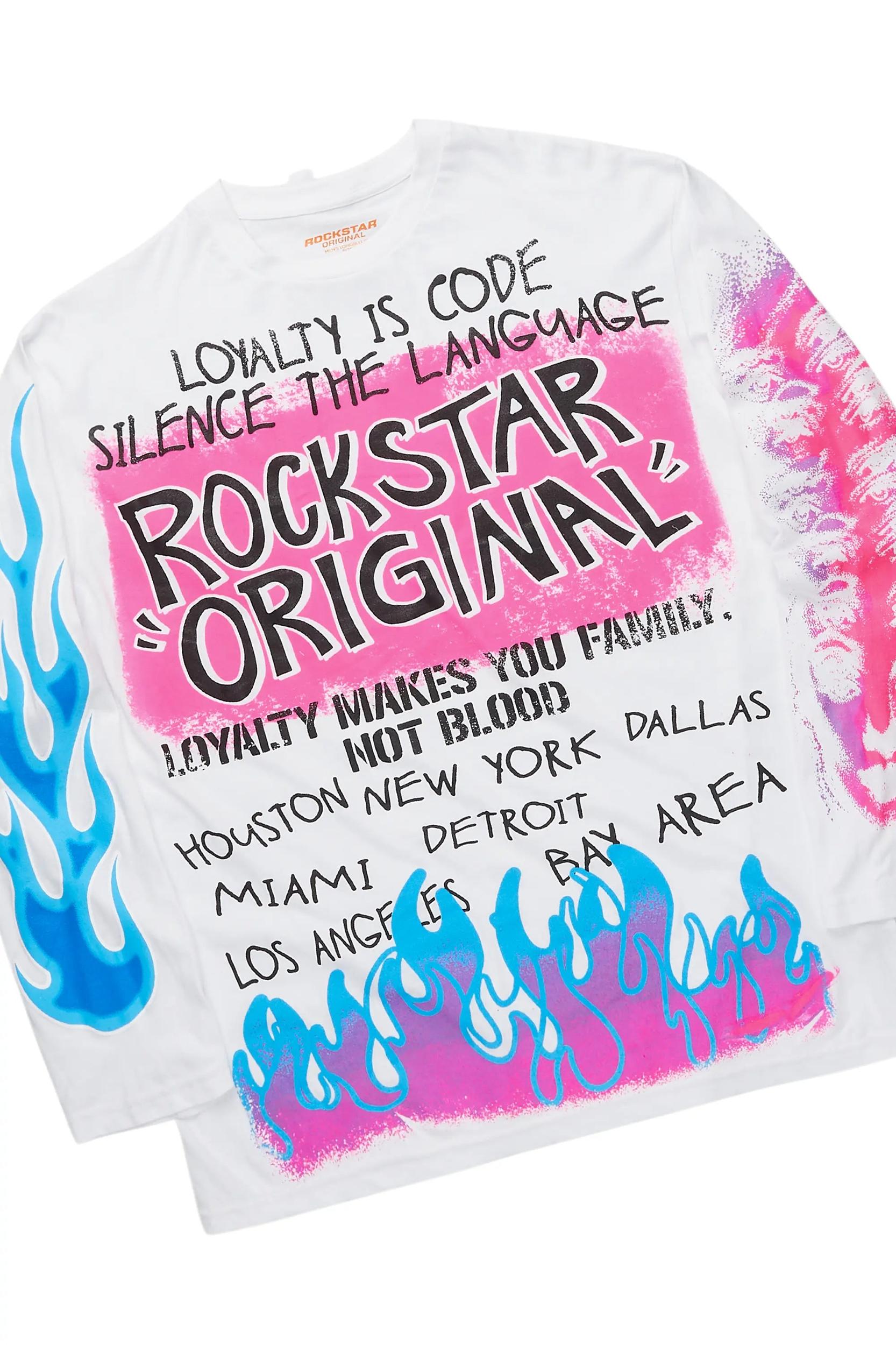 Beno Purple/White Long Sleeve T-Shirt/Baggy Pant Set Male Product Image