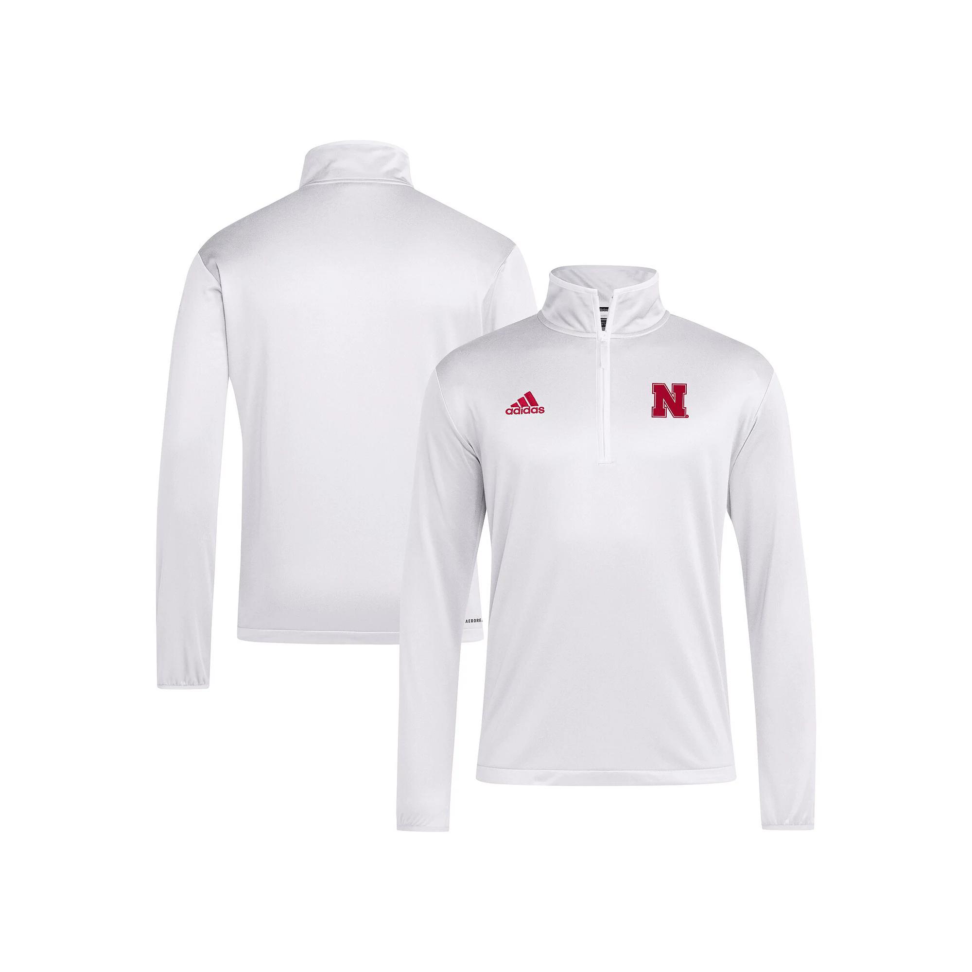 Men's adidas White Nebraska Huskers Coaches Sideline Quarter-Zip Top, Size: 2XL Product Image