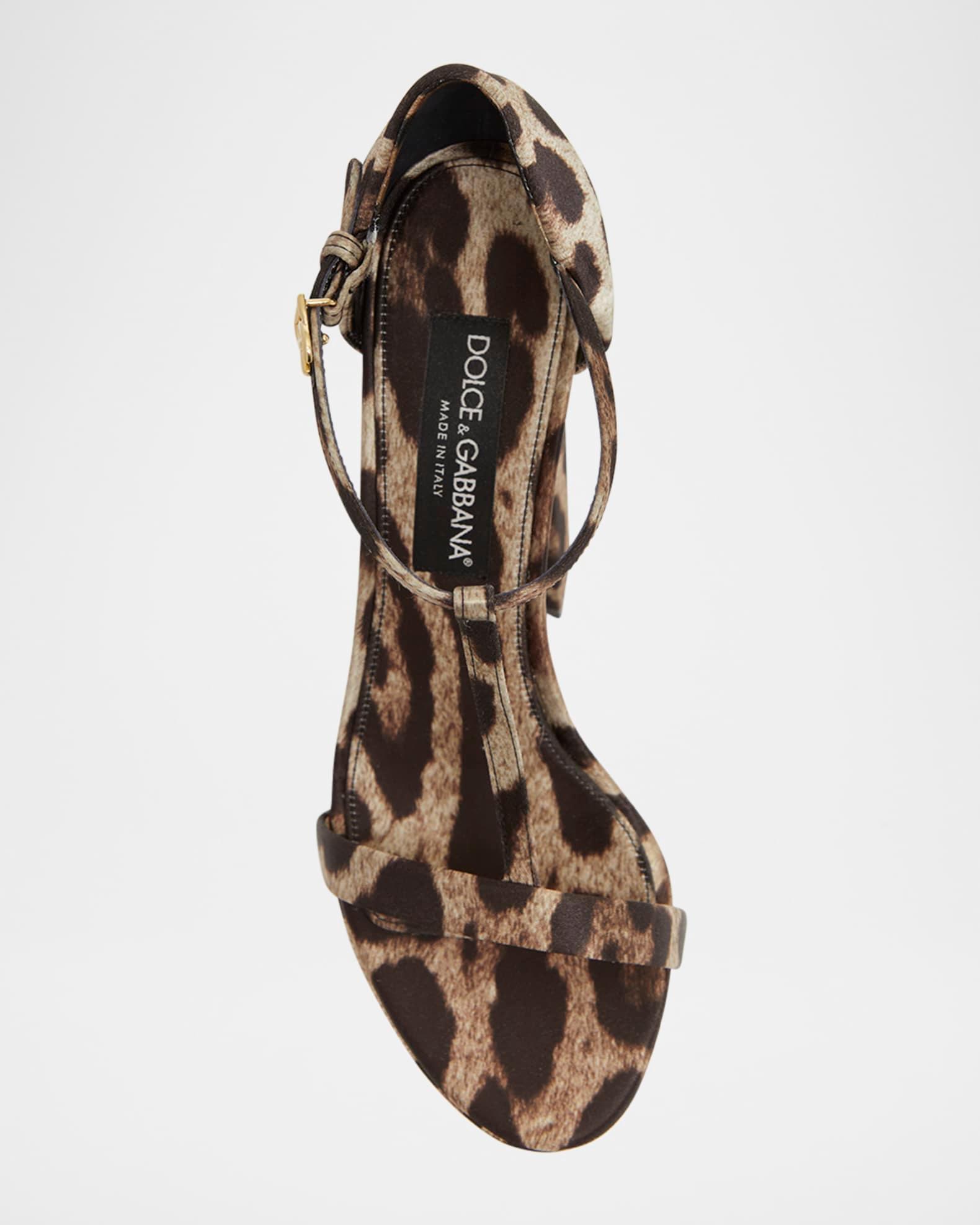 Keira Leopard Satin T-Strap Platform Sandals Product Image