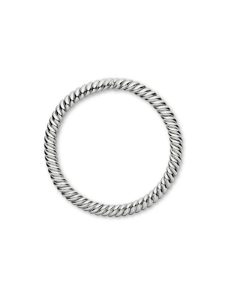 Womens Sculpted Cable Necklace in Sterling Silver, 14MM Product Image
