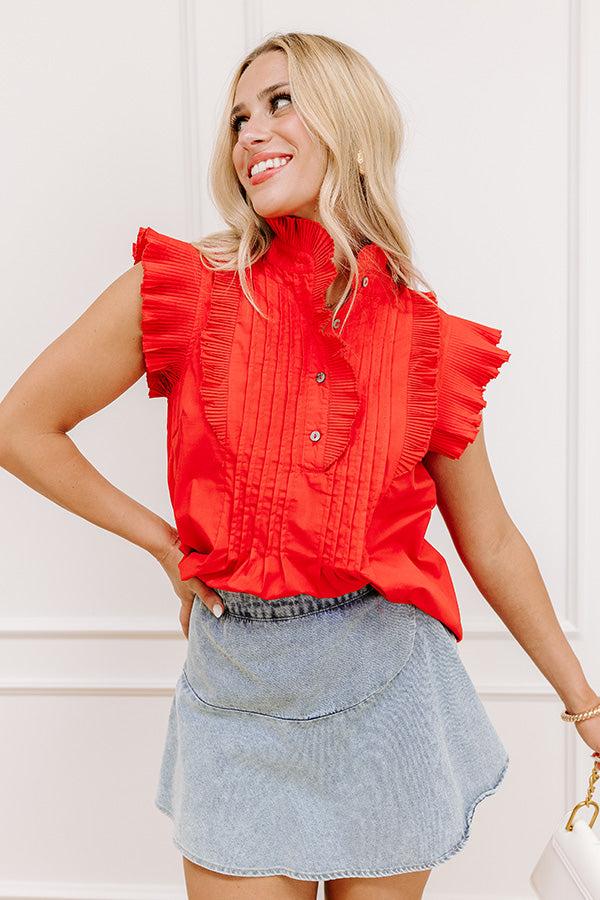 Fashion Week Pleated Top in Red Product Image