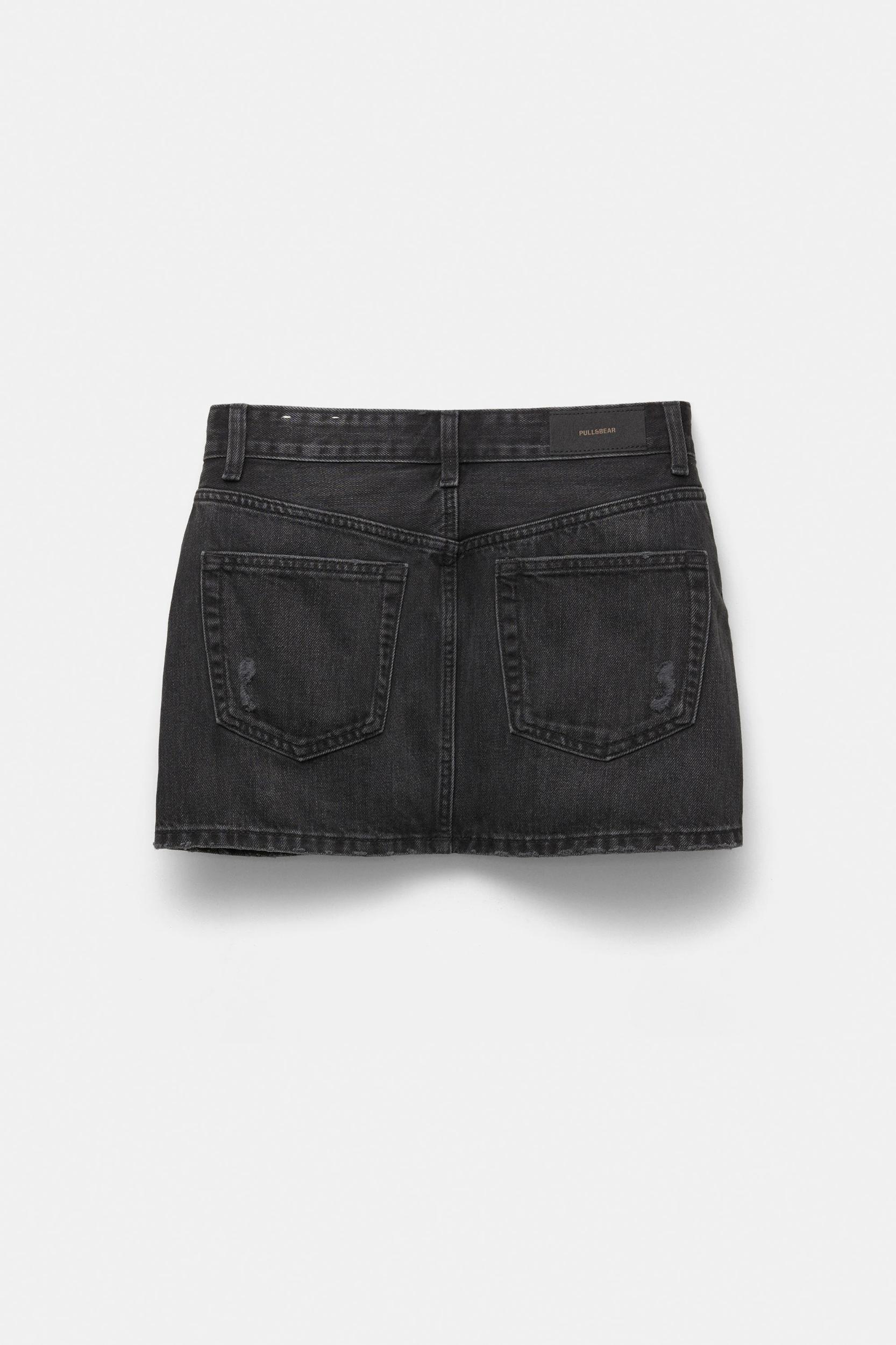 Ripped denim mini skirt Product Image