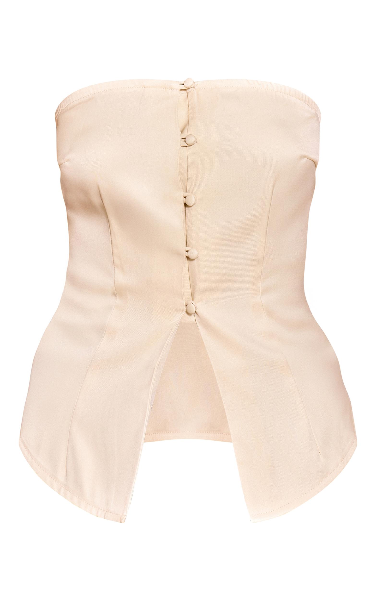Cream Fitted Bandeau Button Vest Product Image