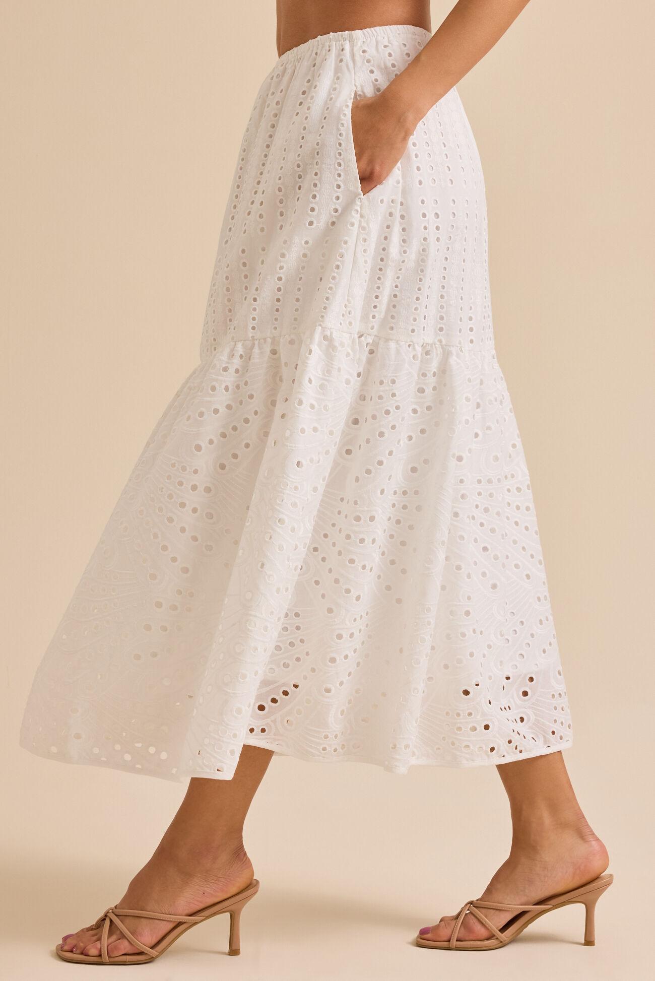 April Eyelet Midi Skirt Product Image