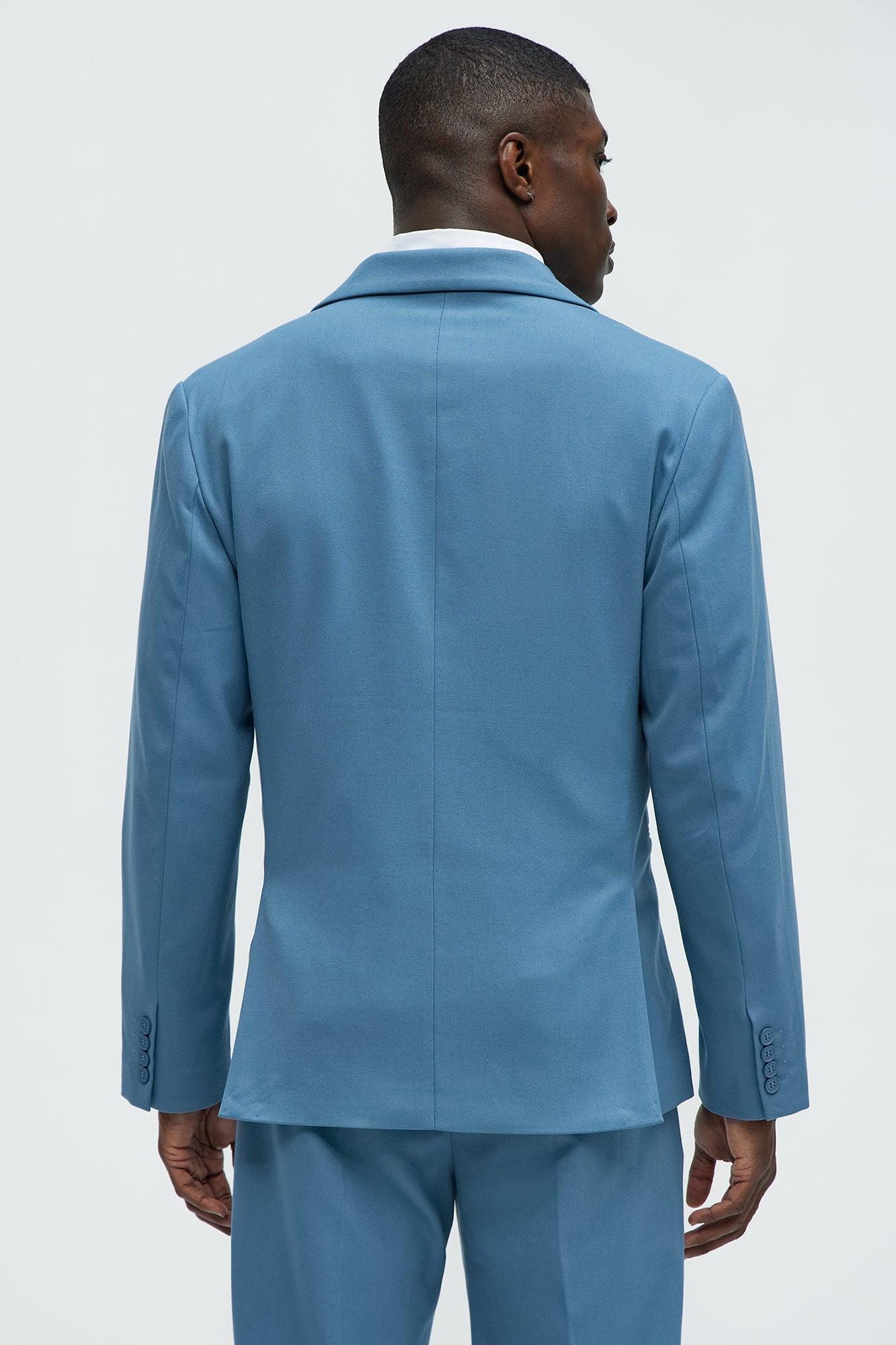 High Peak Lapel Suit Blazer - Slate Blue Product Image