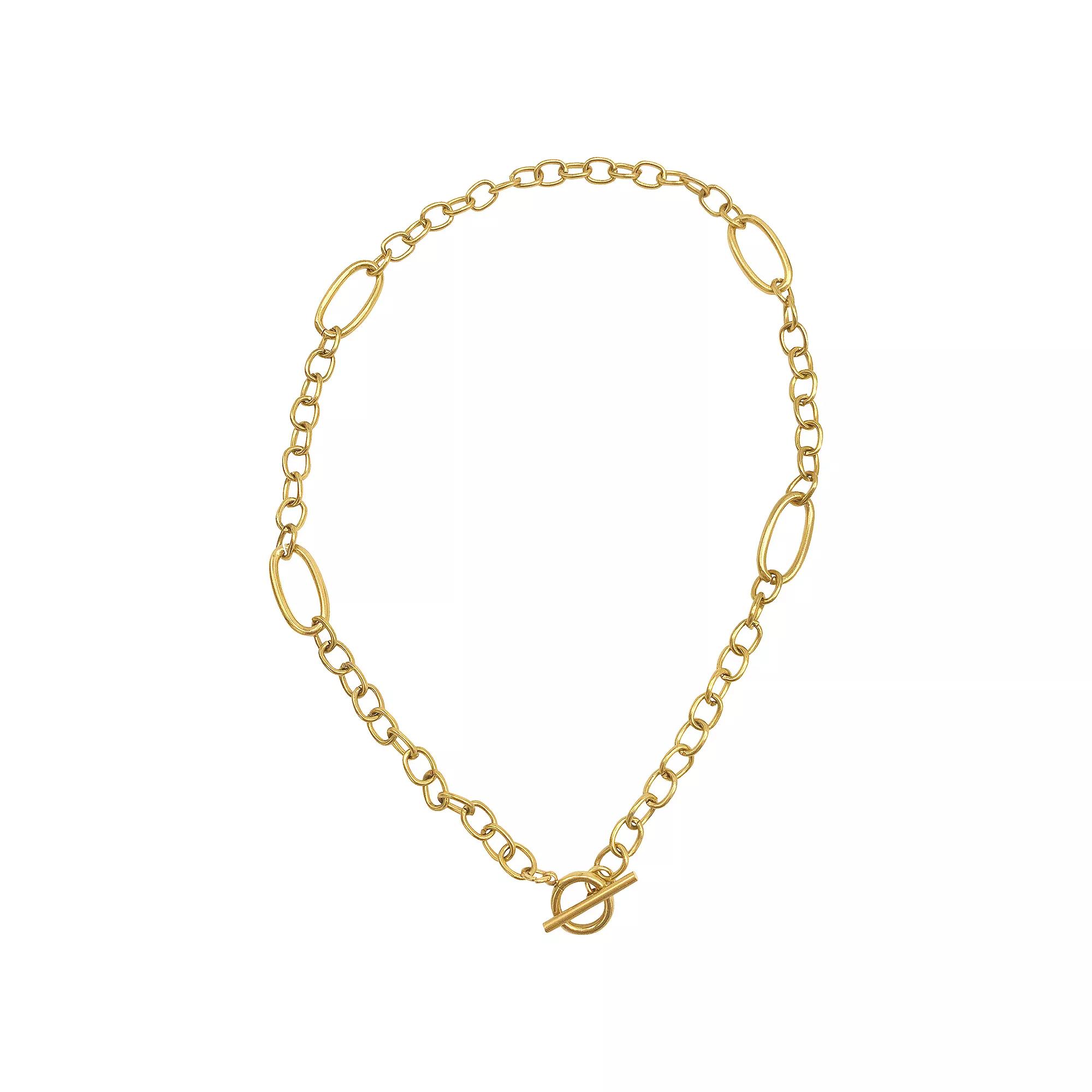 Adornia 14k Gold Plated Stainless Steel Mixed Link Toggle Necklace, Women's, Size: 16", Gold Tone Product Image