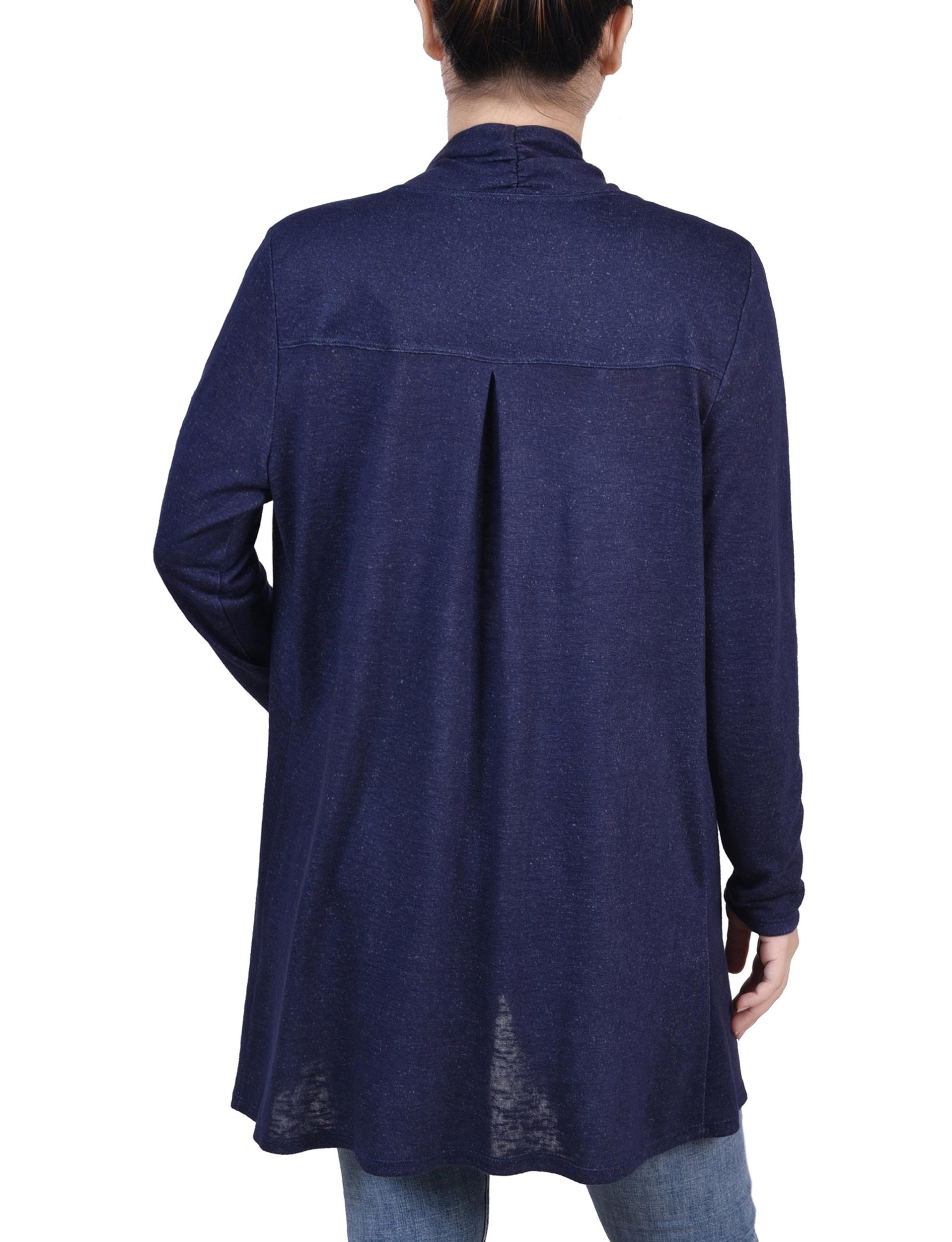 Navy Long Sleeve Collared Cardigan Product Image