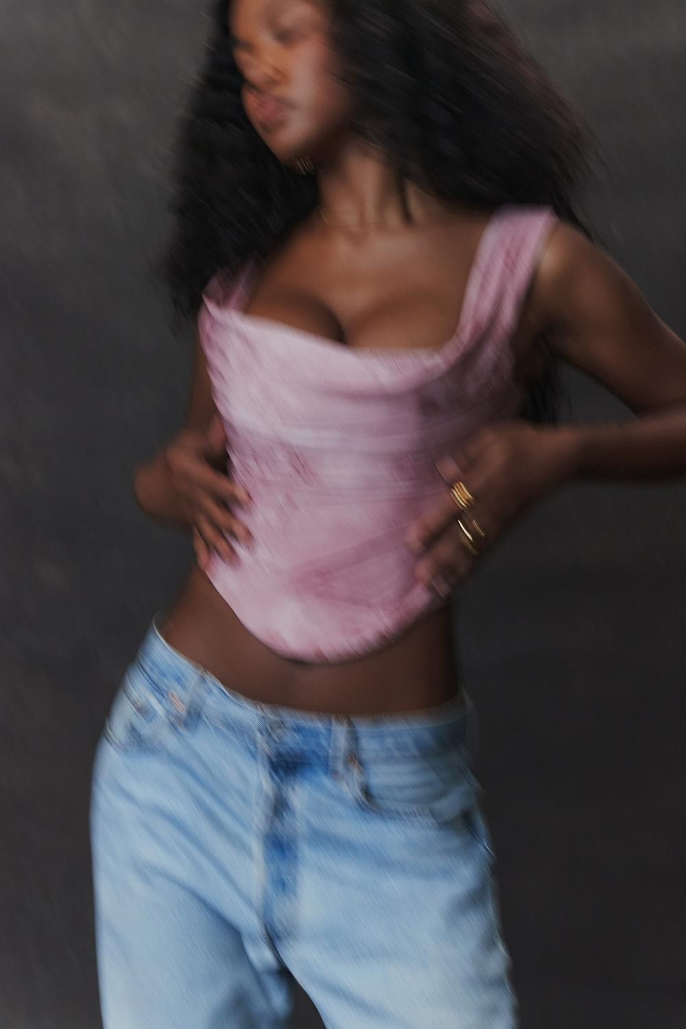 Una  pink print corset - sale Product Image