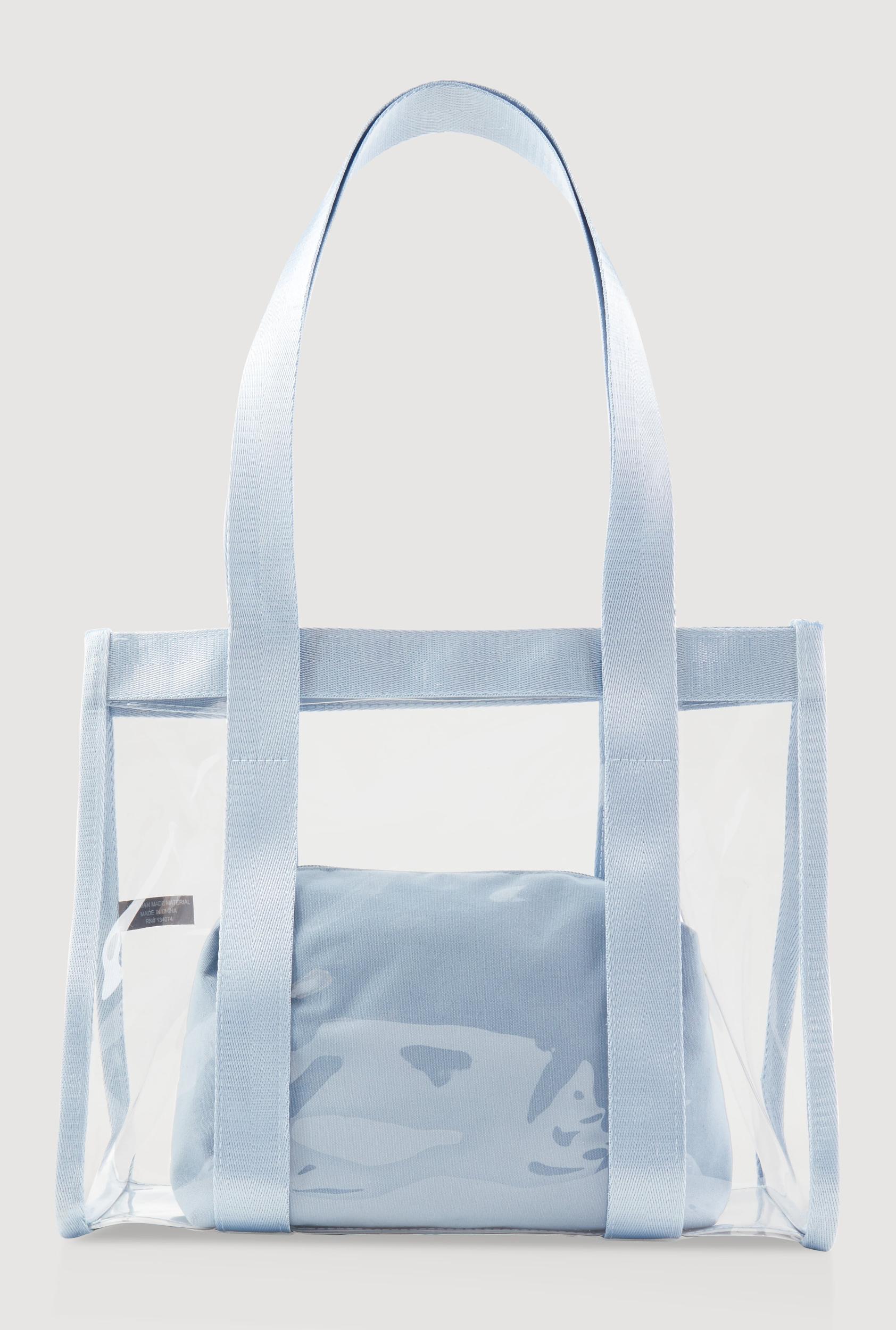 Contrast Trim Clear Tote Bag with Pouch Unisex Product Image