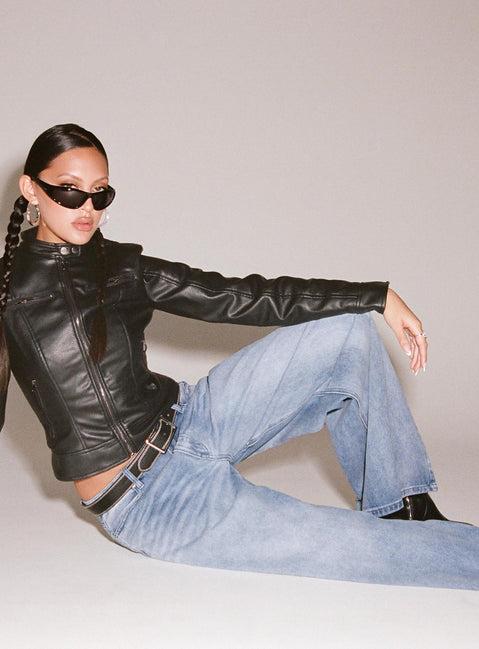 Naylor Mid Rise Wide Leg Jeans Light Blue Wash Product Image