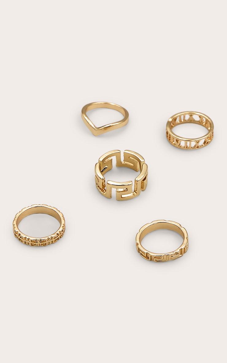 Gold Assorted Cut Out 5 Pack Ring Set Product Image