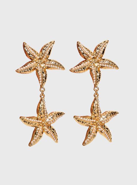 Starfish Drop Earrings Gold Product Image