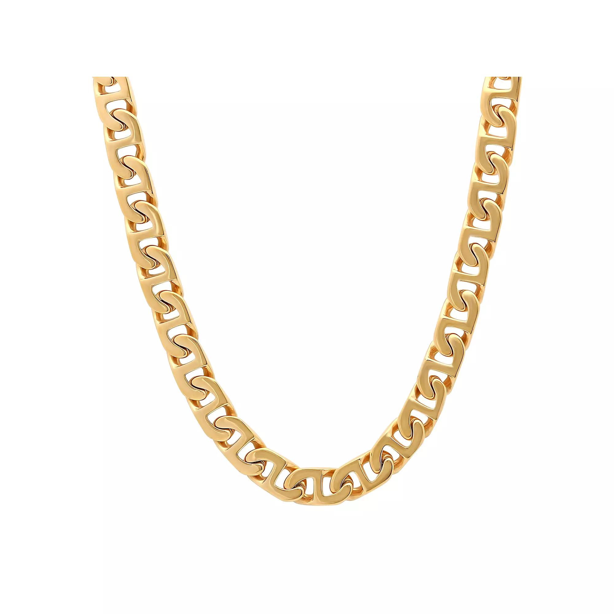 Mens Ion-Plated Stainless Steel Mariner Link Chain Necklace - 24 in. Gold Tone Product Image