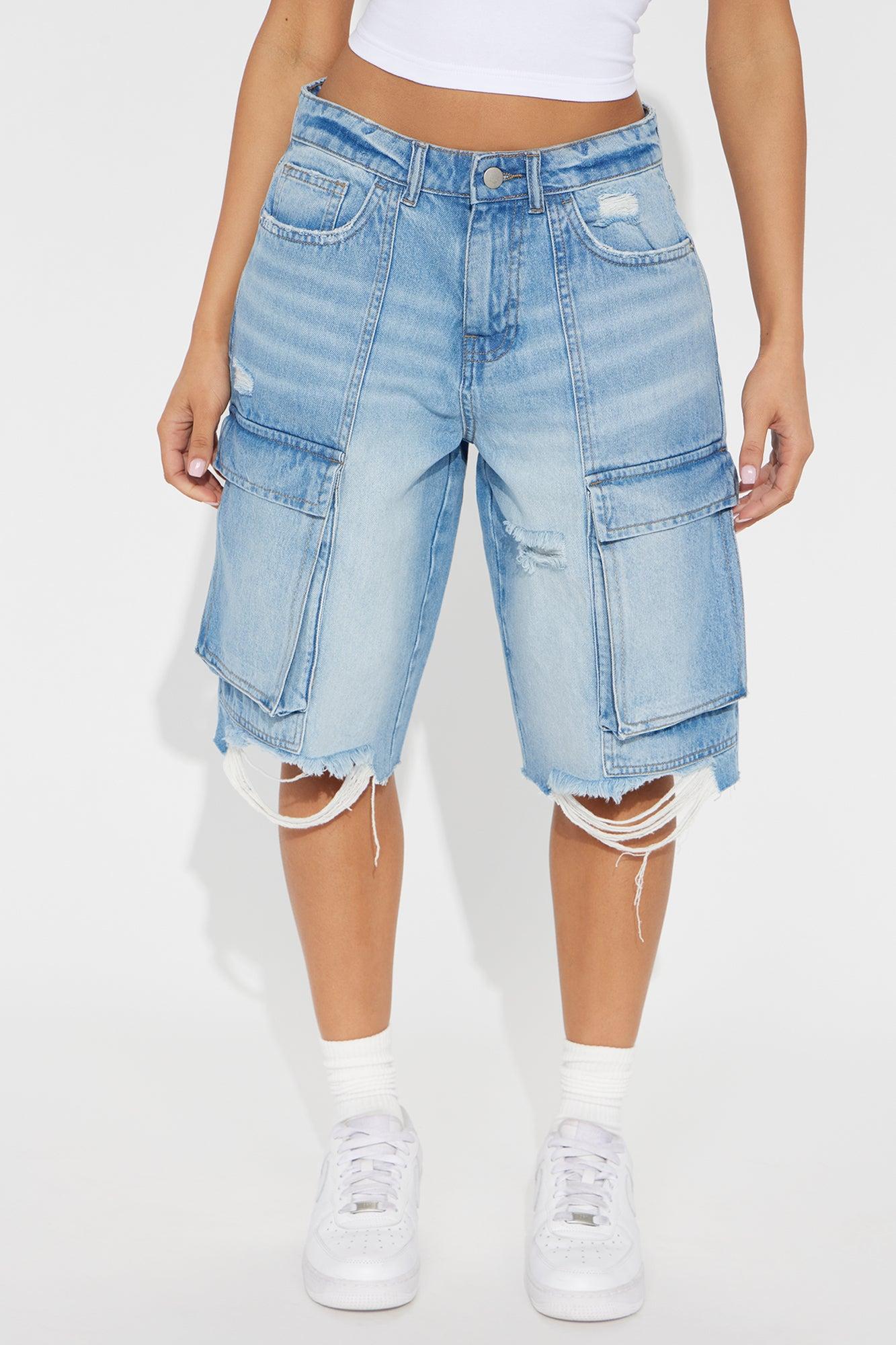 The Headliner Cargo Denim Jorts - Medium Wash Product Image