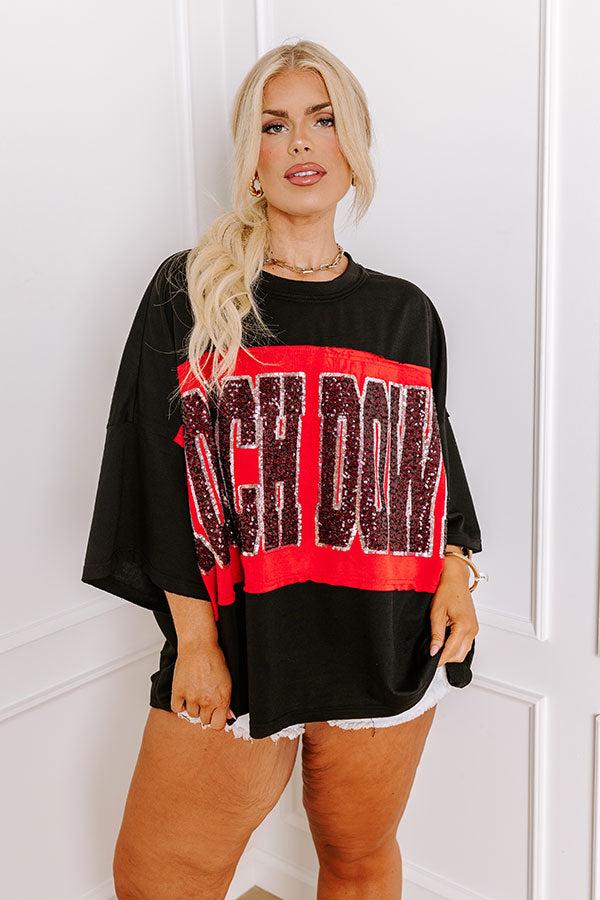 It's a Touch Down Sequin Oversized Tee in Black Curves Product Image